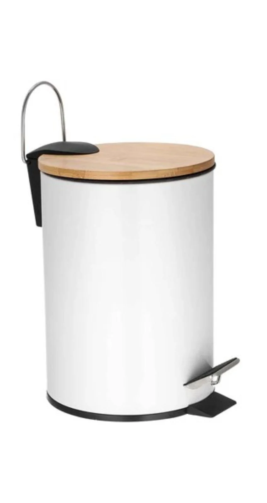 3L Metal Step On Garbage Can with Bamboo Lid