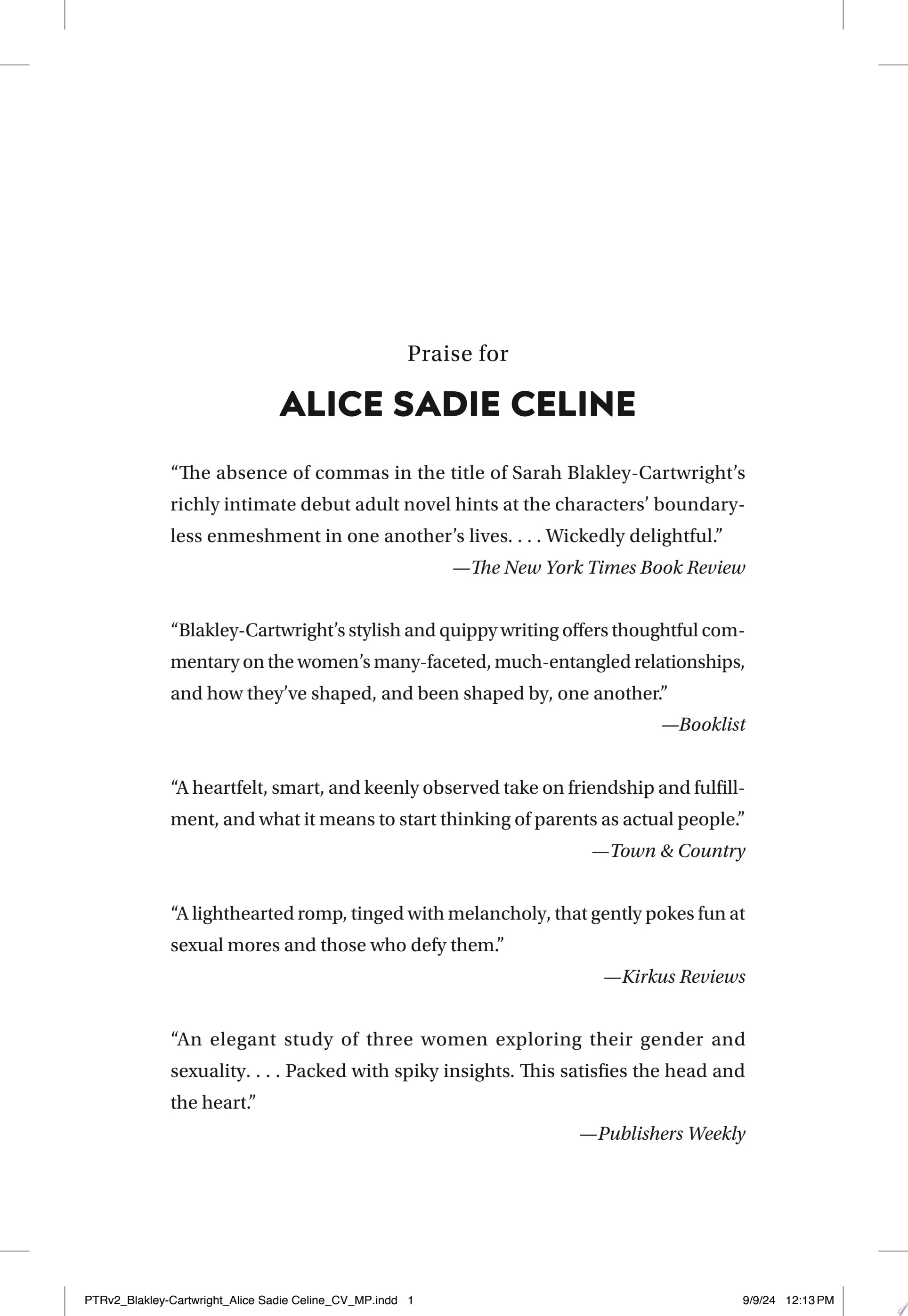 Alice Sadie Celine A Novel