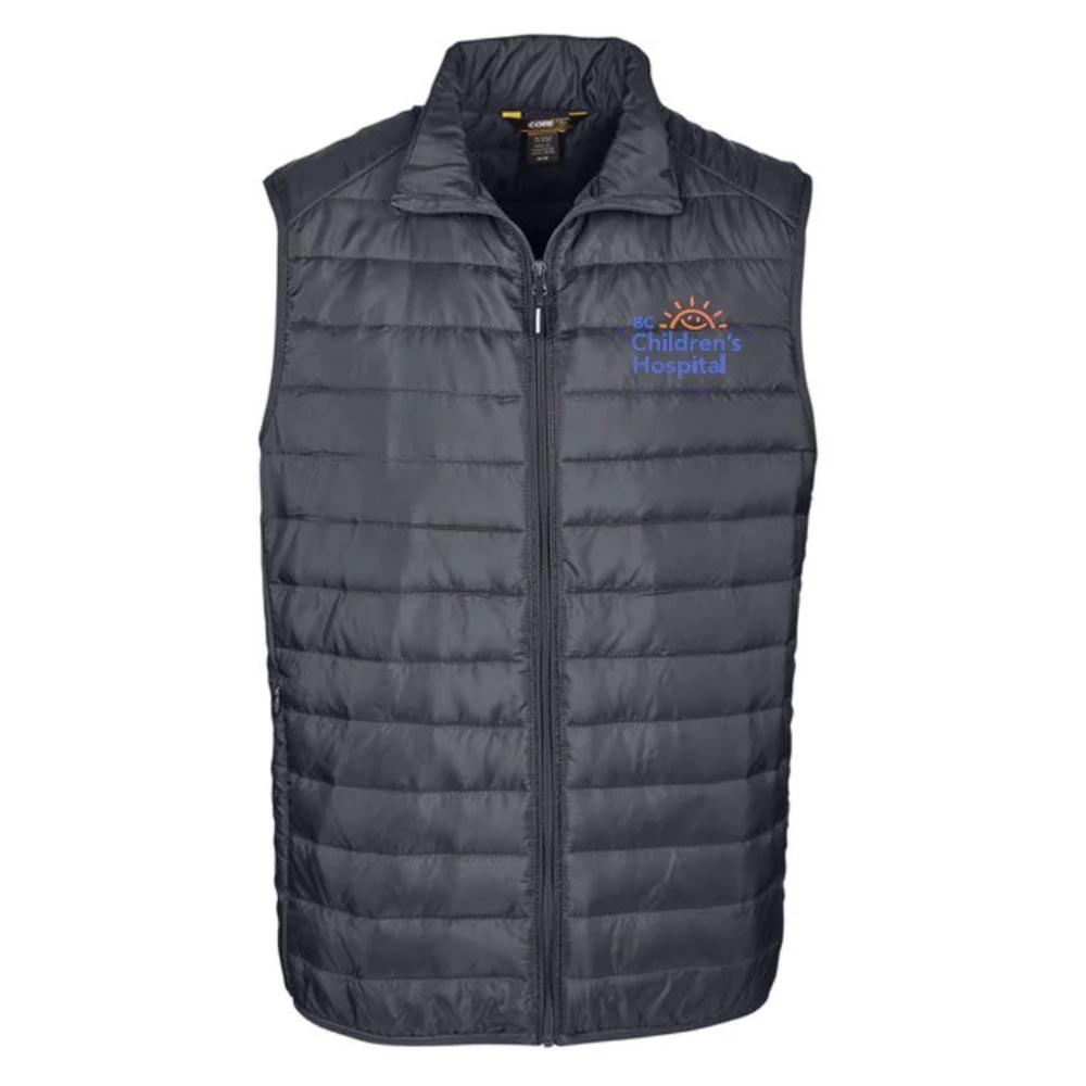 BCCH Men's Packable Puffer Vest With Embroidered Logo - Grey