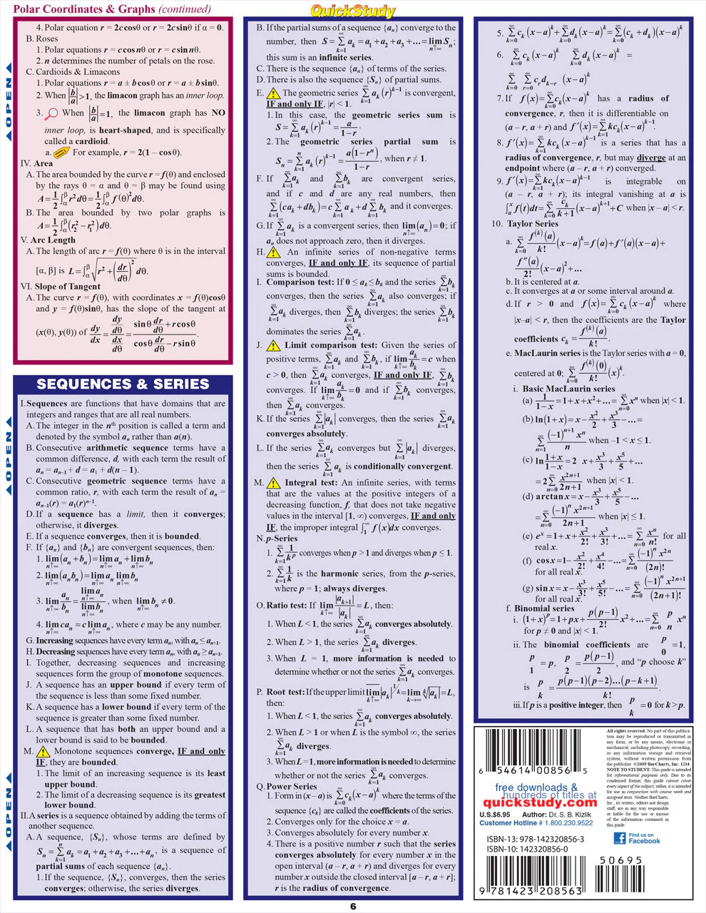 Calculus Equations and Answers QuickStudy Laminated Reference Guide - Image 3