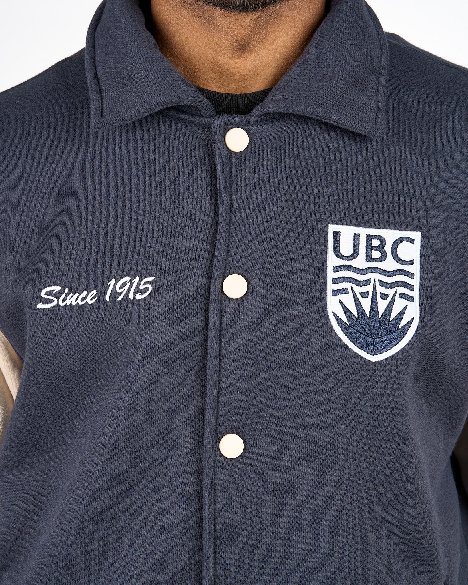 Crested Varsity Jacket - Navy & White - Image 3