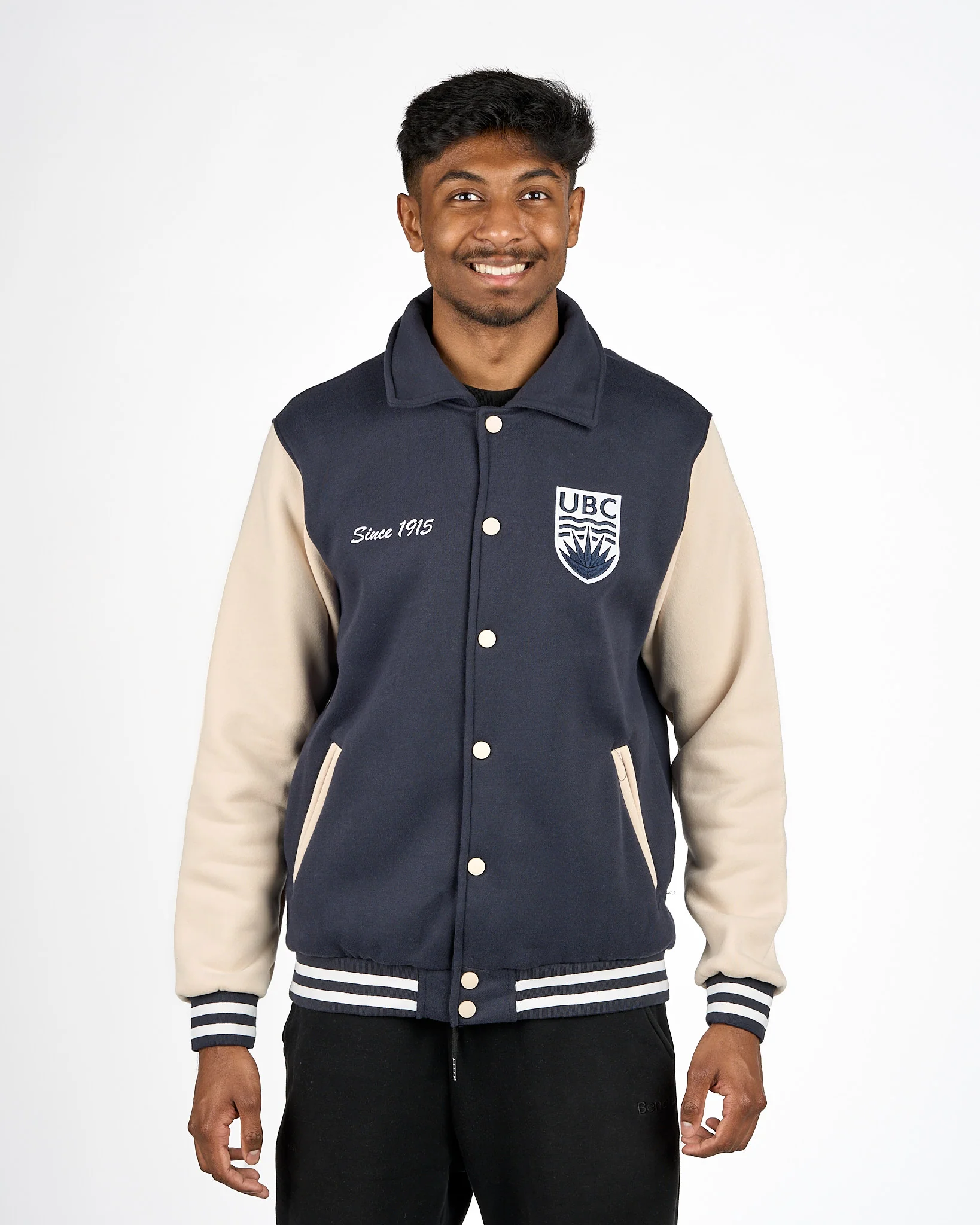 Crested Varsity Jacket - Navy & White - Image 4