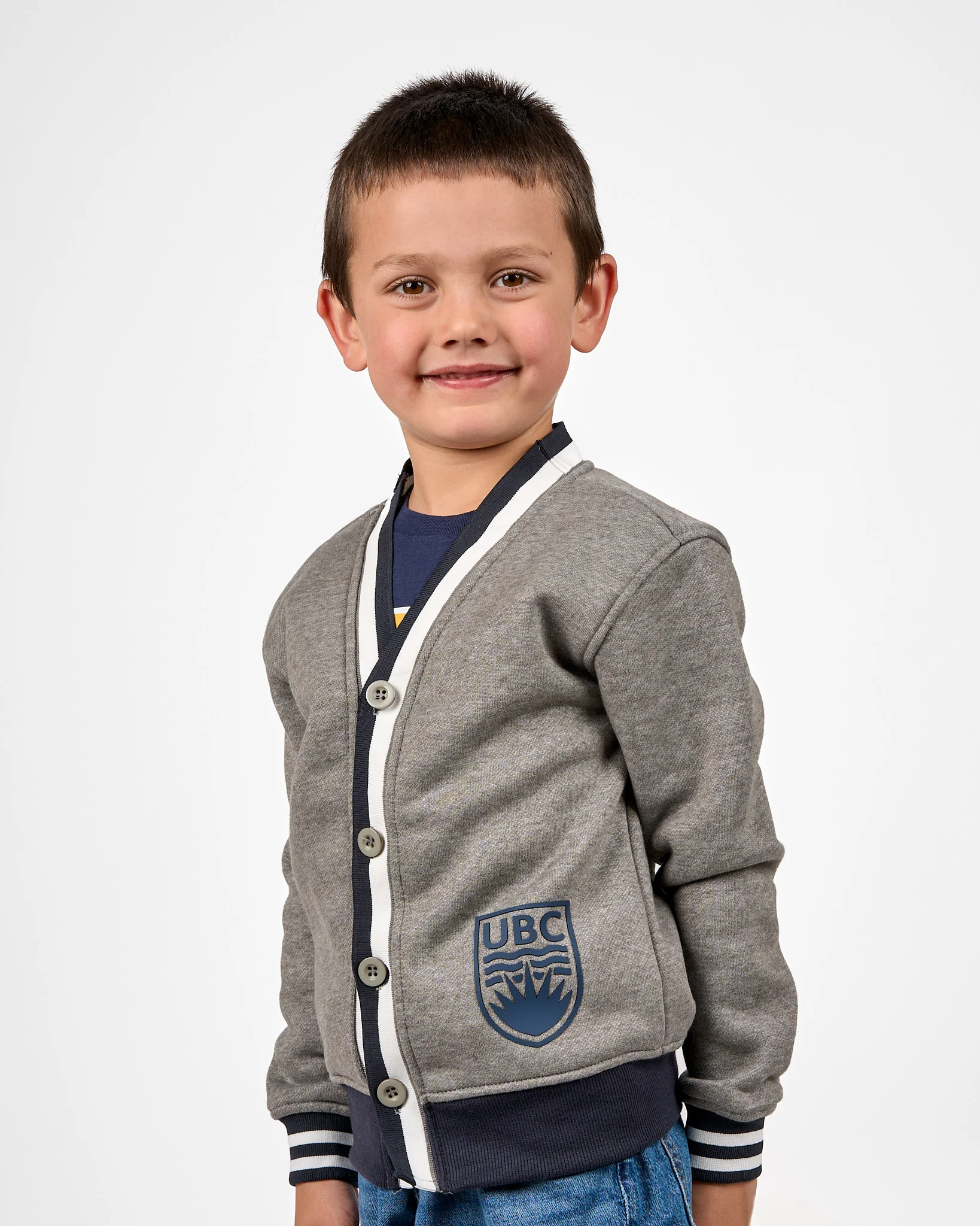 Youth Crested Varsity Cardigan - Grey - Image 2