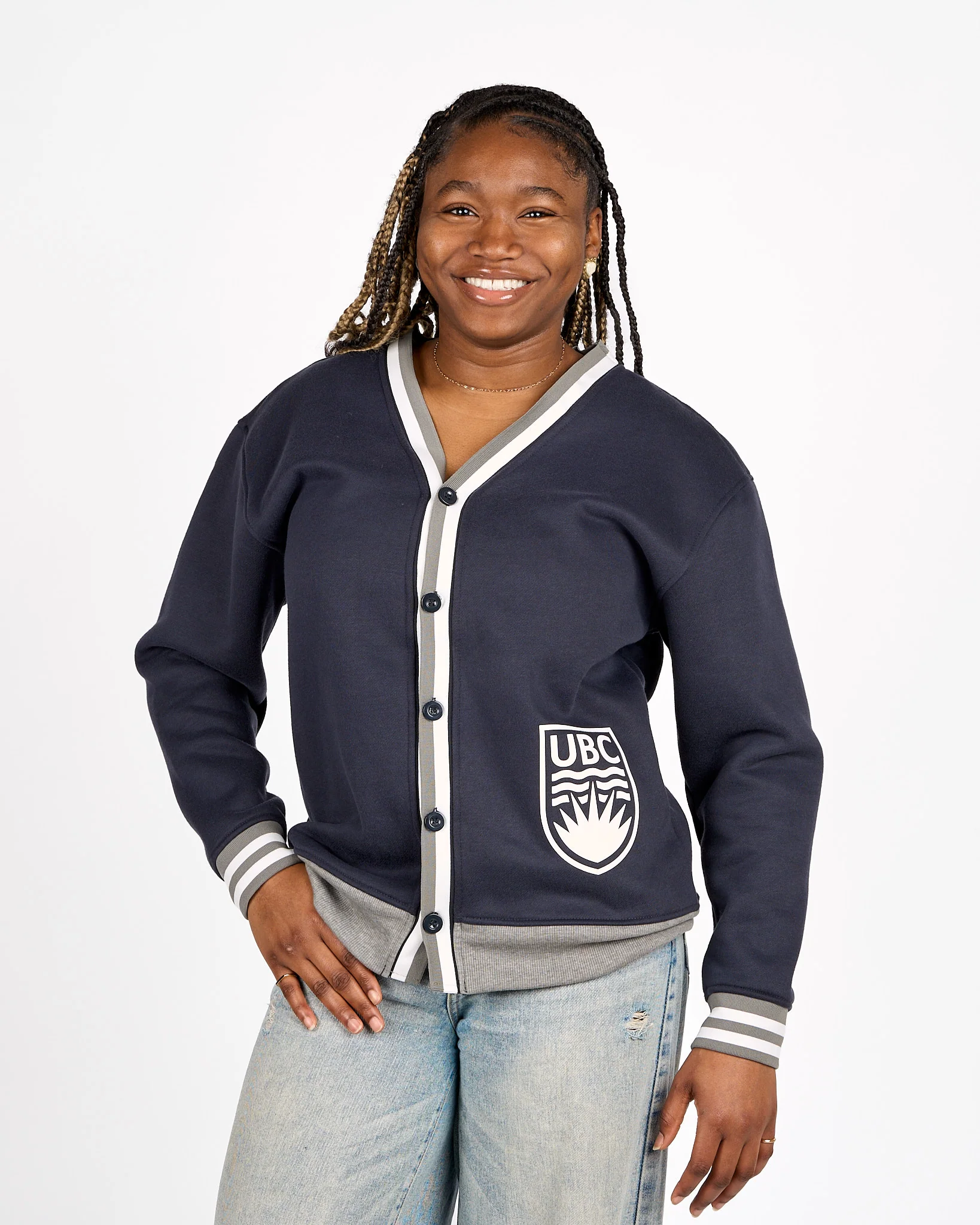 Crested Varsity Cardigan - Navy