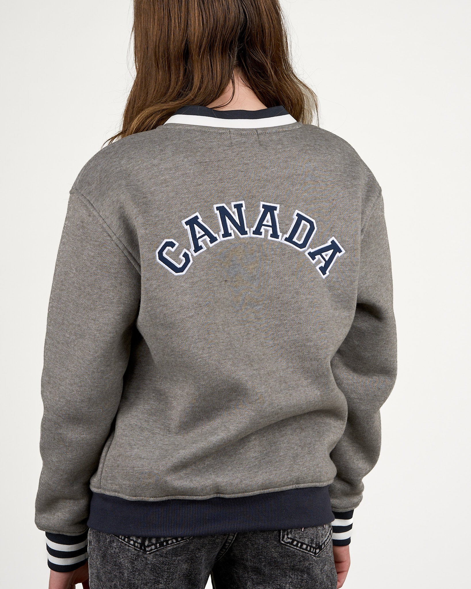 Youth Crested Varsity Cardigan - Grey - Image 4