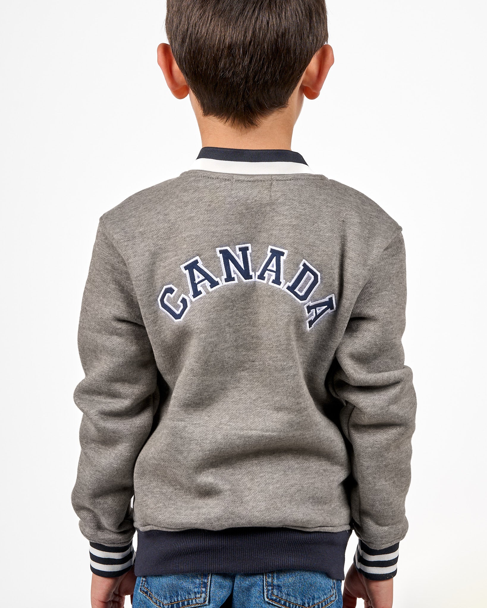 Youth Crested Varsity Cardigan - Grey - Image 5