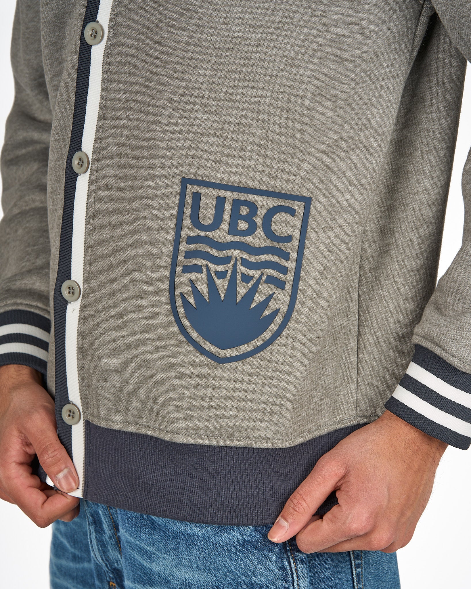 Crested Varsity Cardigan - Grey - Image 3