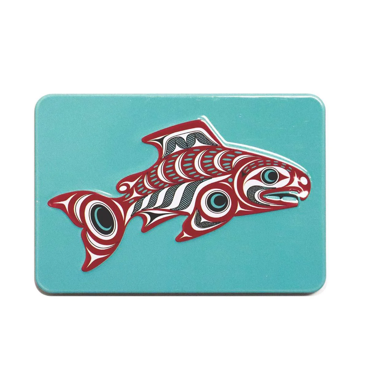 Embossed Metal Magnet, Salmon Joe Wilson-Sxwaset