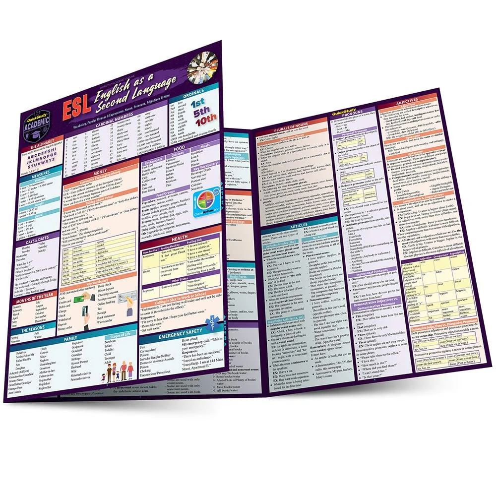 ESL - English As a Second Language A QuickStudy Laminated Reference Guide