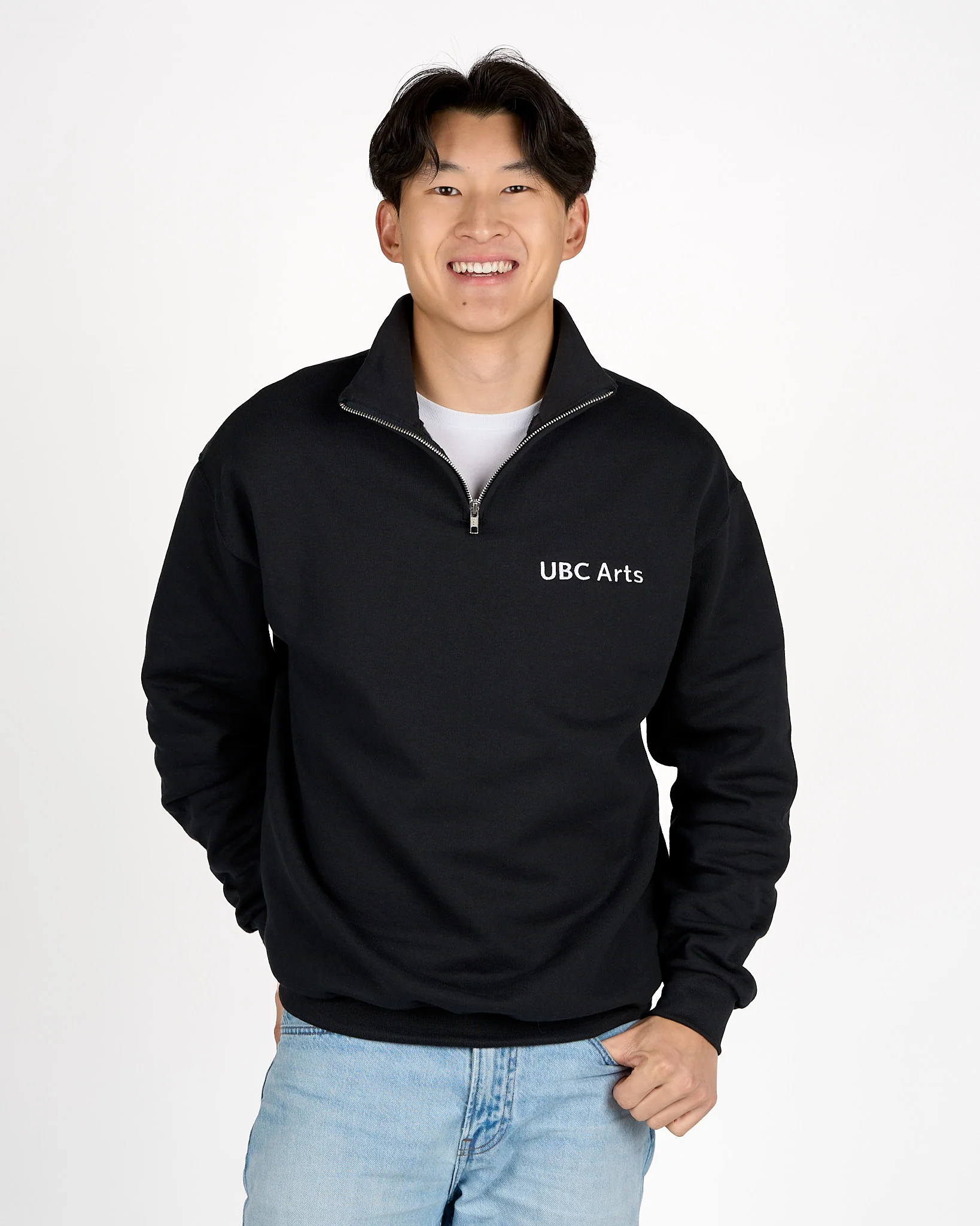 Faculty of Arts Quarter Zip Pullover W/ Embroidered Logo - Black