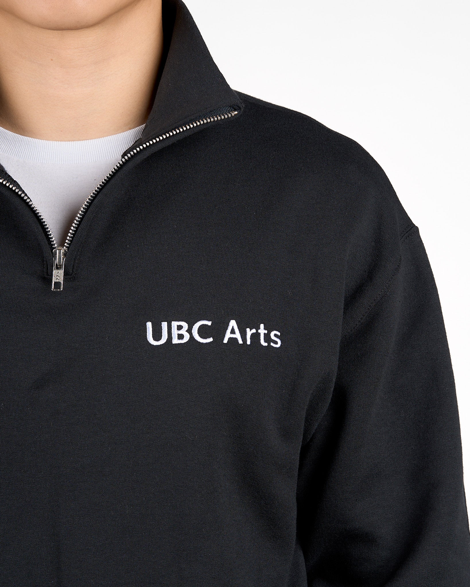 Faculty of Arts Quarter Zip Pullover W/ Embroidered Logo - Black - Image 4
