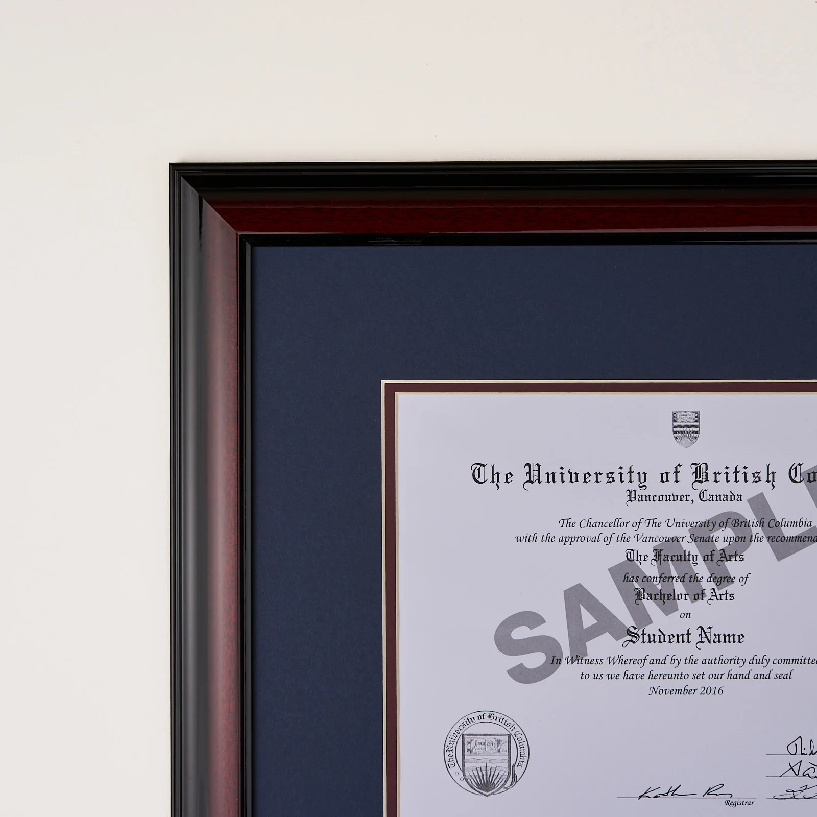 Mahogany Wood Diploma Frame W/ UBC Medallion - Image 2