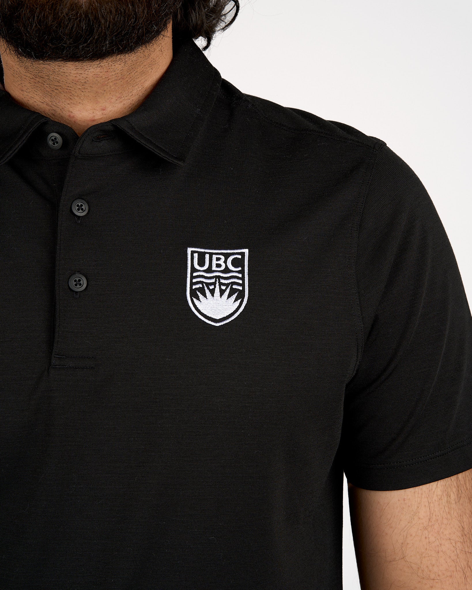 Mens Crested Evolution Short Sleeve Polo - Black - Image 3