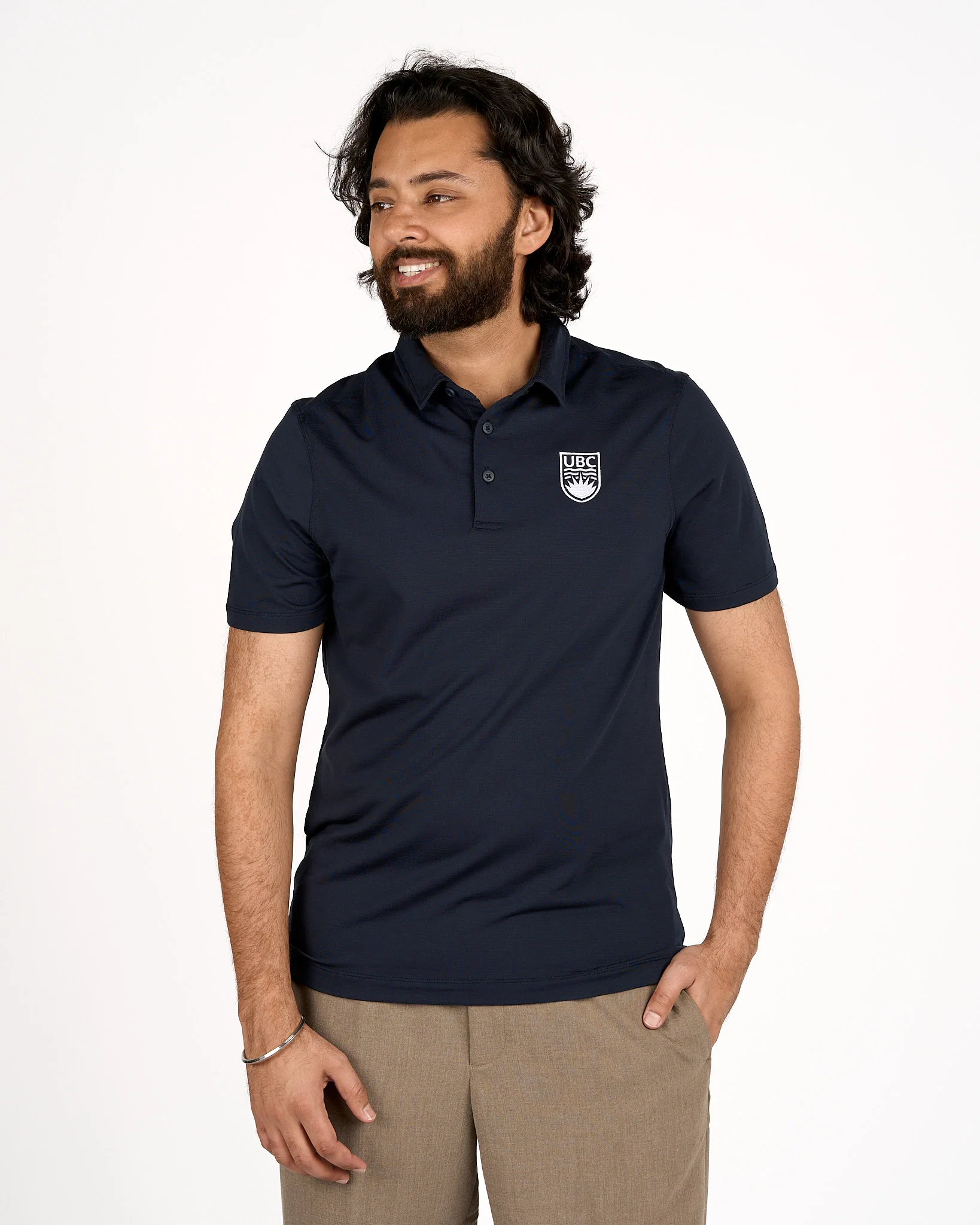 Mens Crested Evolution Short Sleeve Polo - Navy