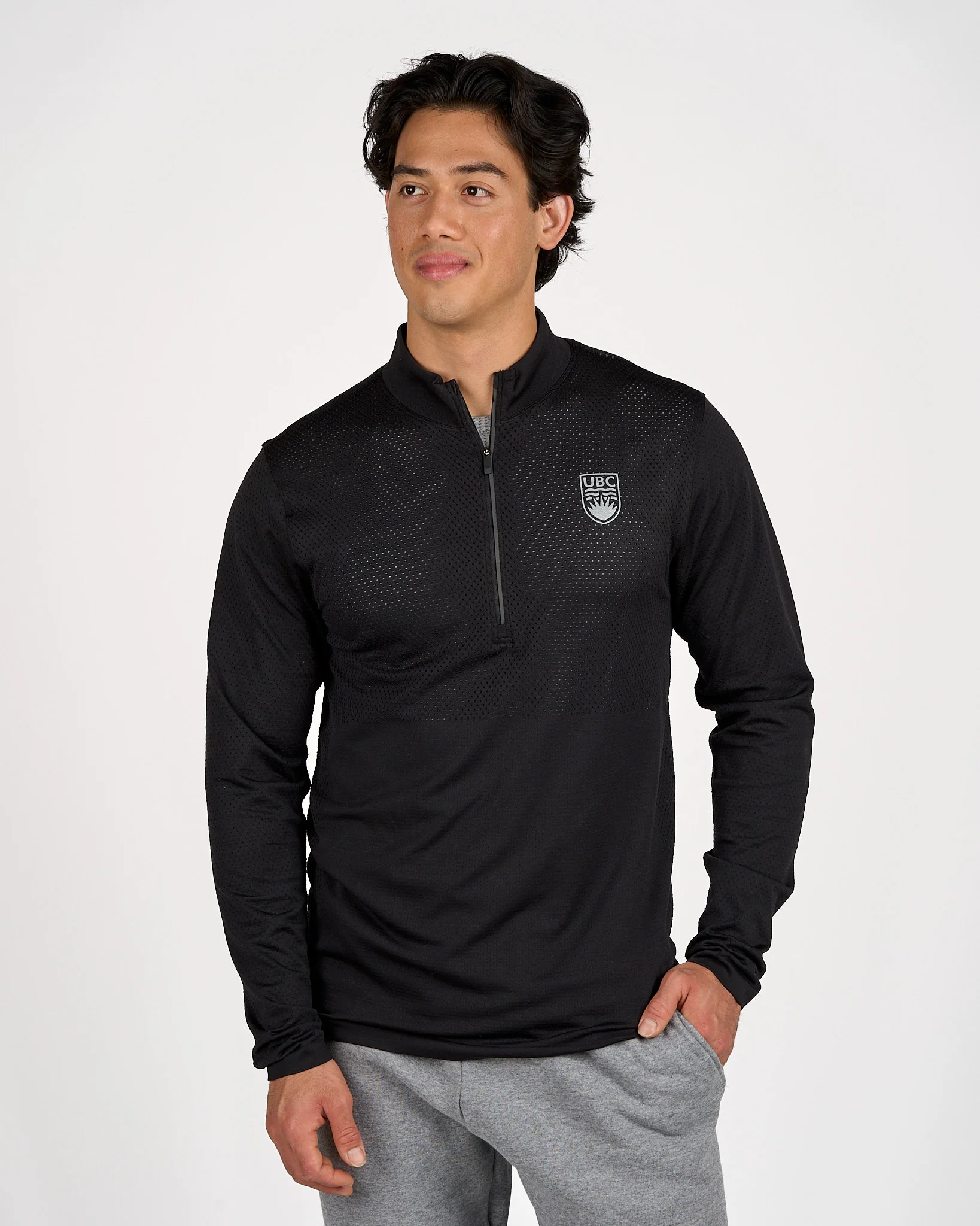 Mens Crested Metal Vent Tech Midweight Half Zip Black