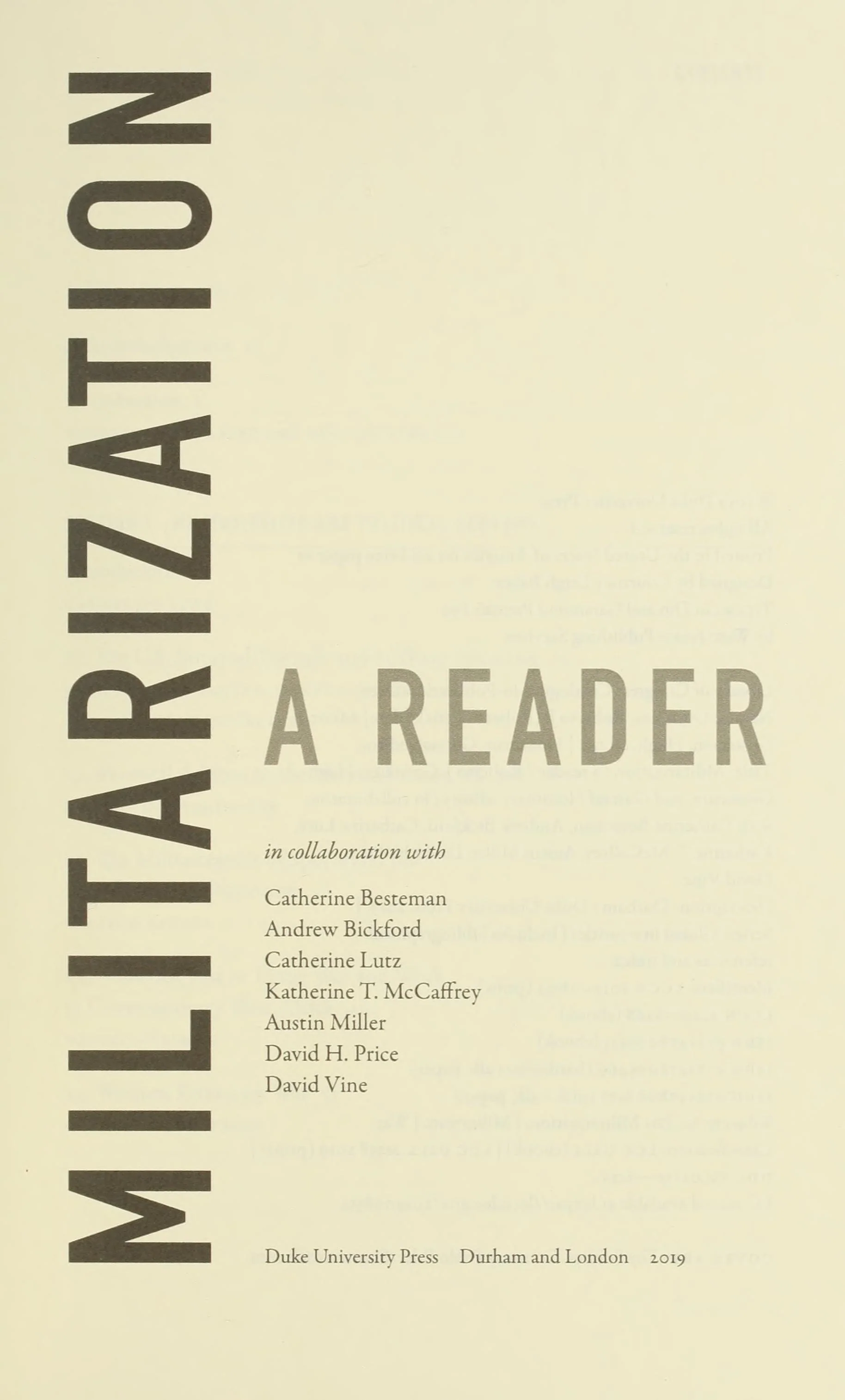 Militarization A Reader