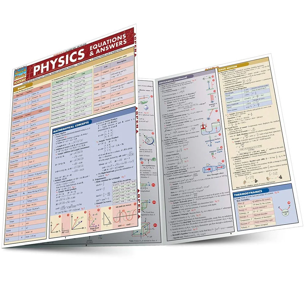Physics Equations and Answers QuickStudy Laminated Reference Guide