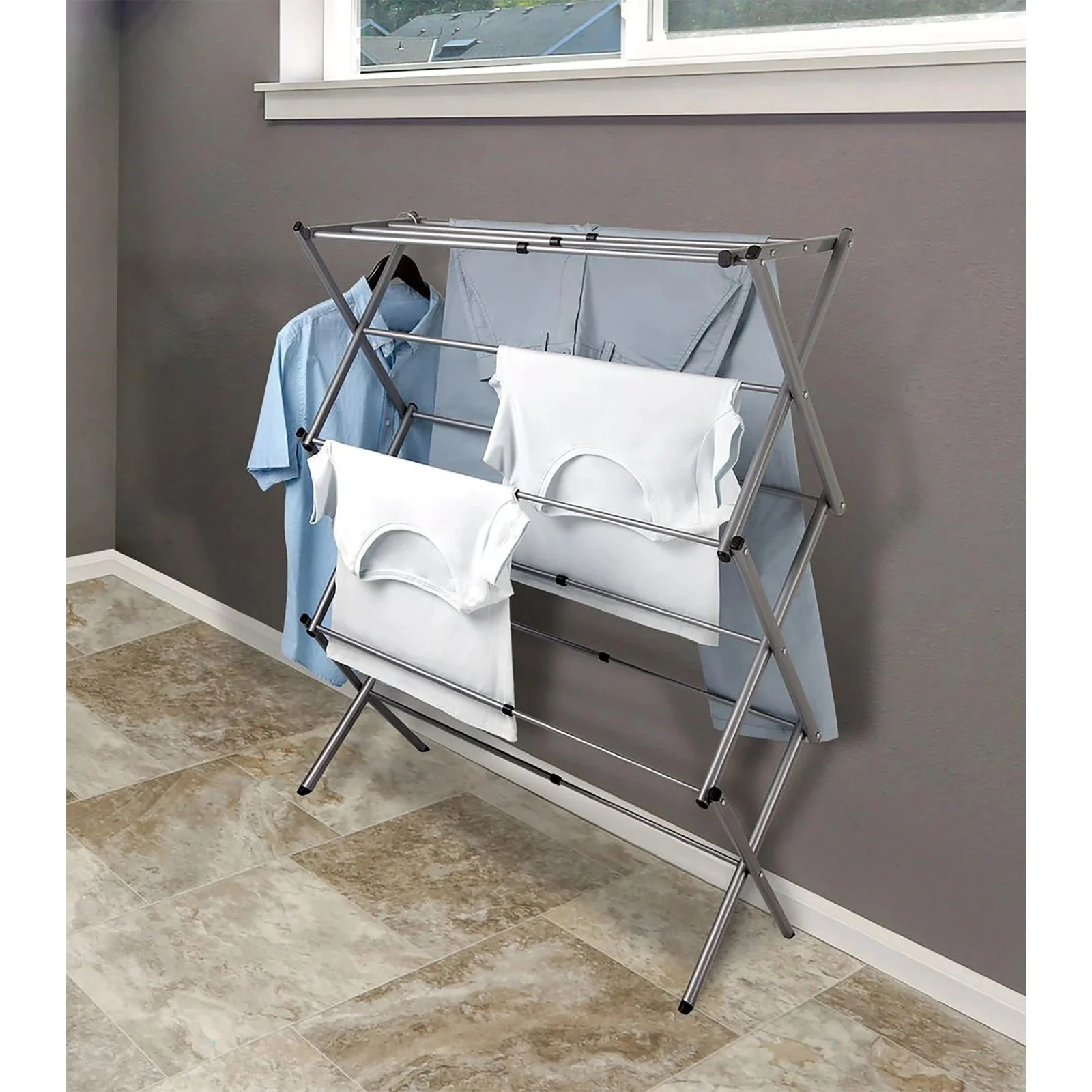 Silver Clothes Drying Rack