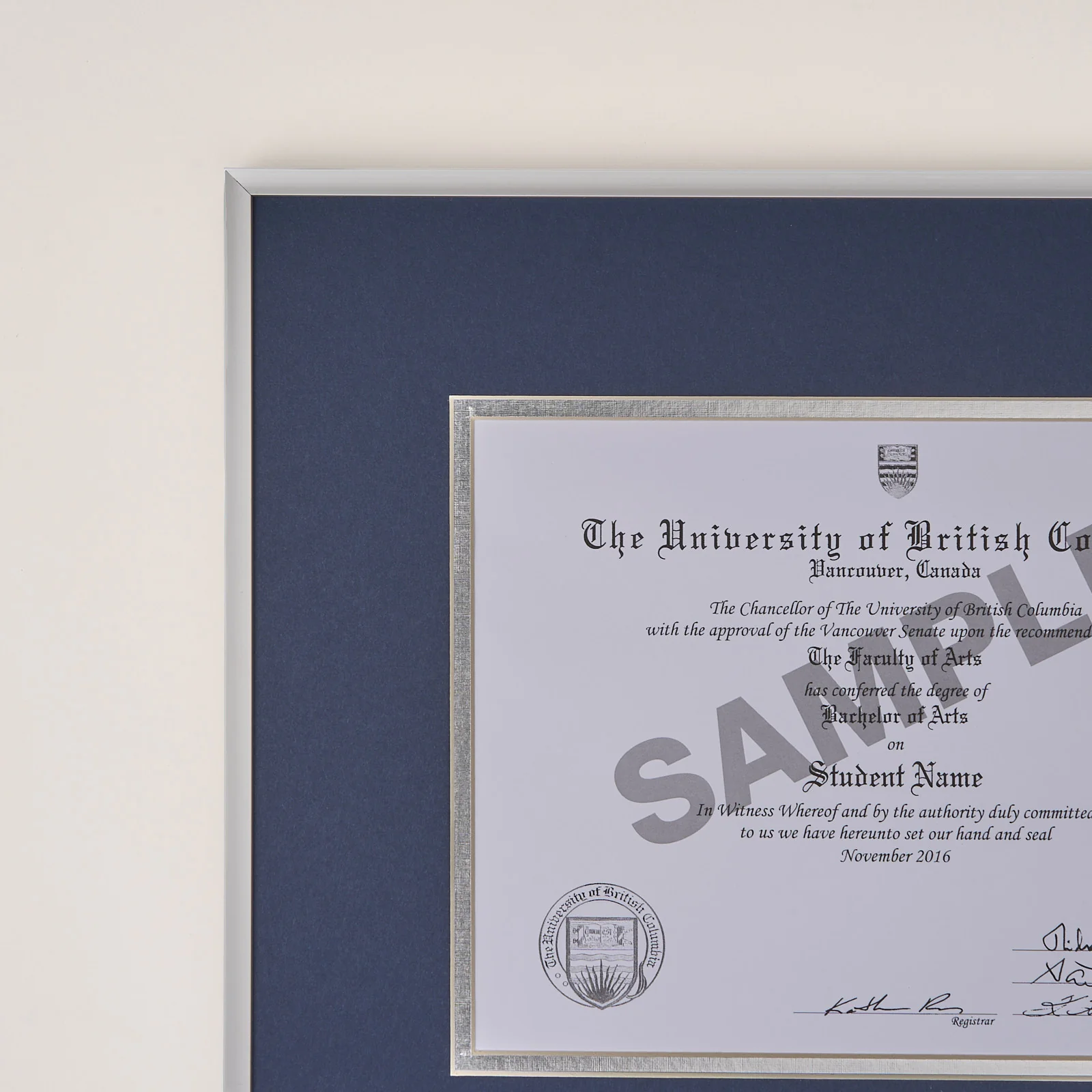 Silver Metal Diploma Frame W/ UBC Medallion - Image 2