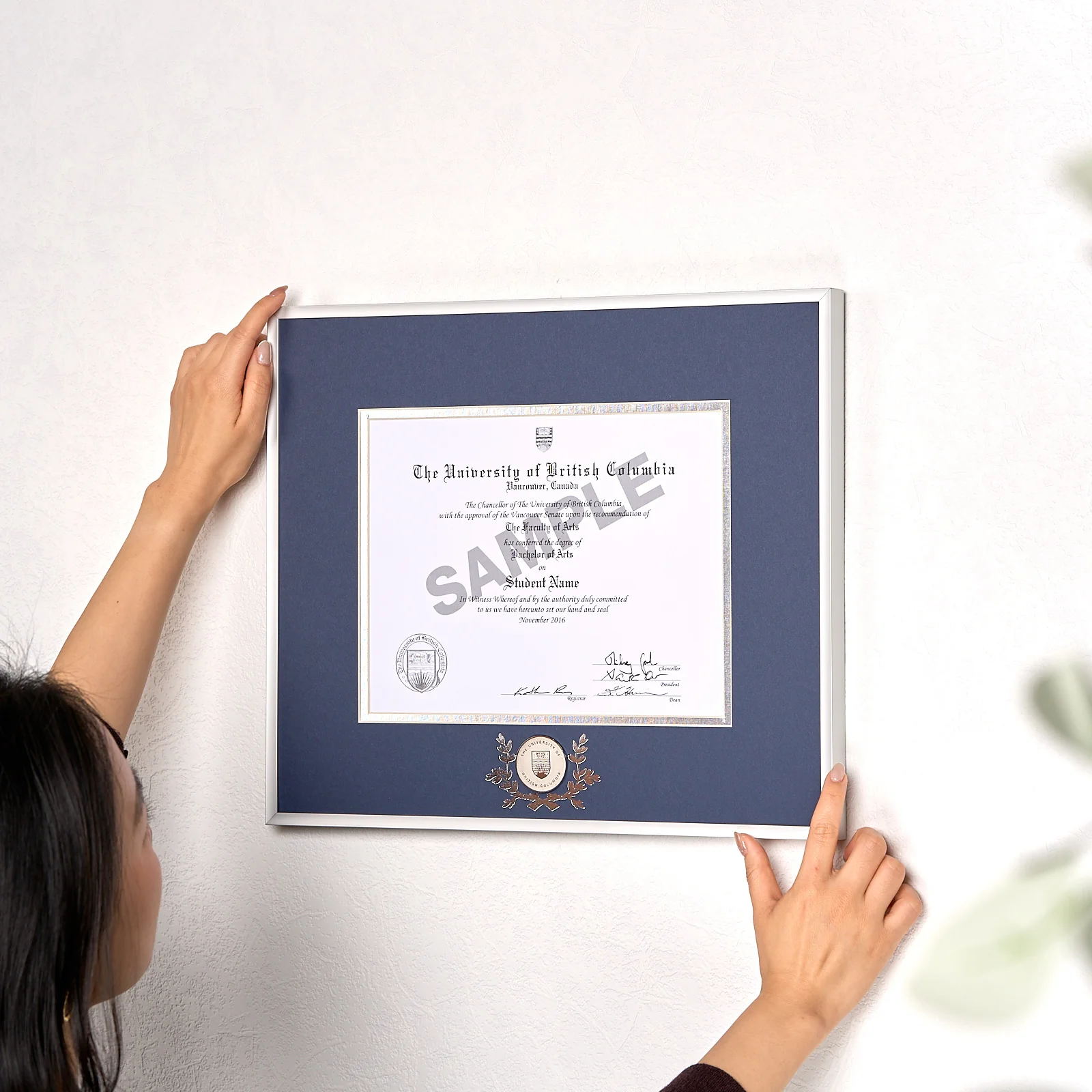Silver Metal Diploma Frame W/ UBC Medallion - Image 3
