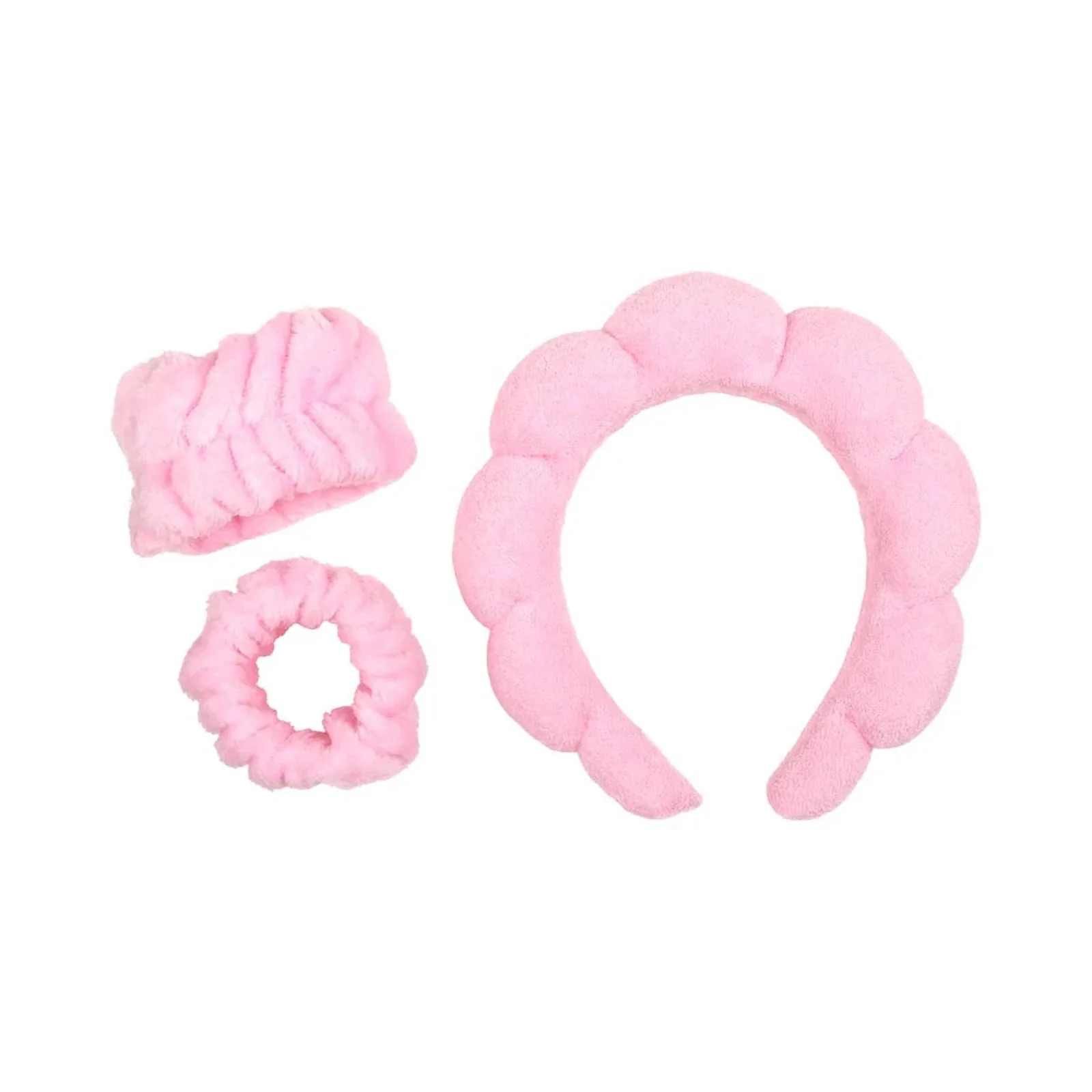 Spa Headband & Wristband Set Pink