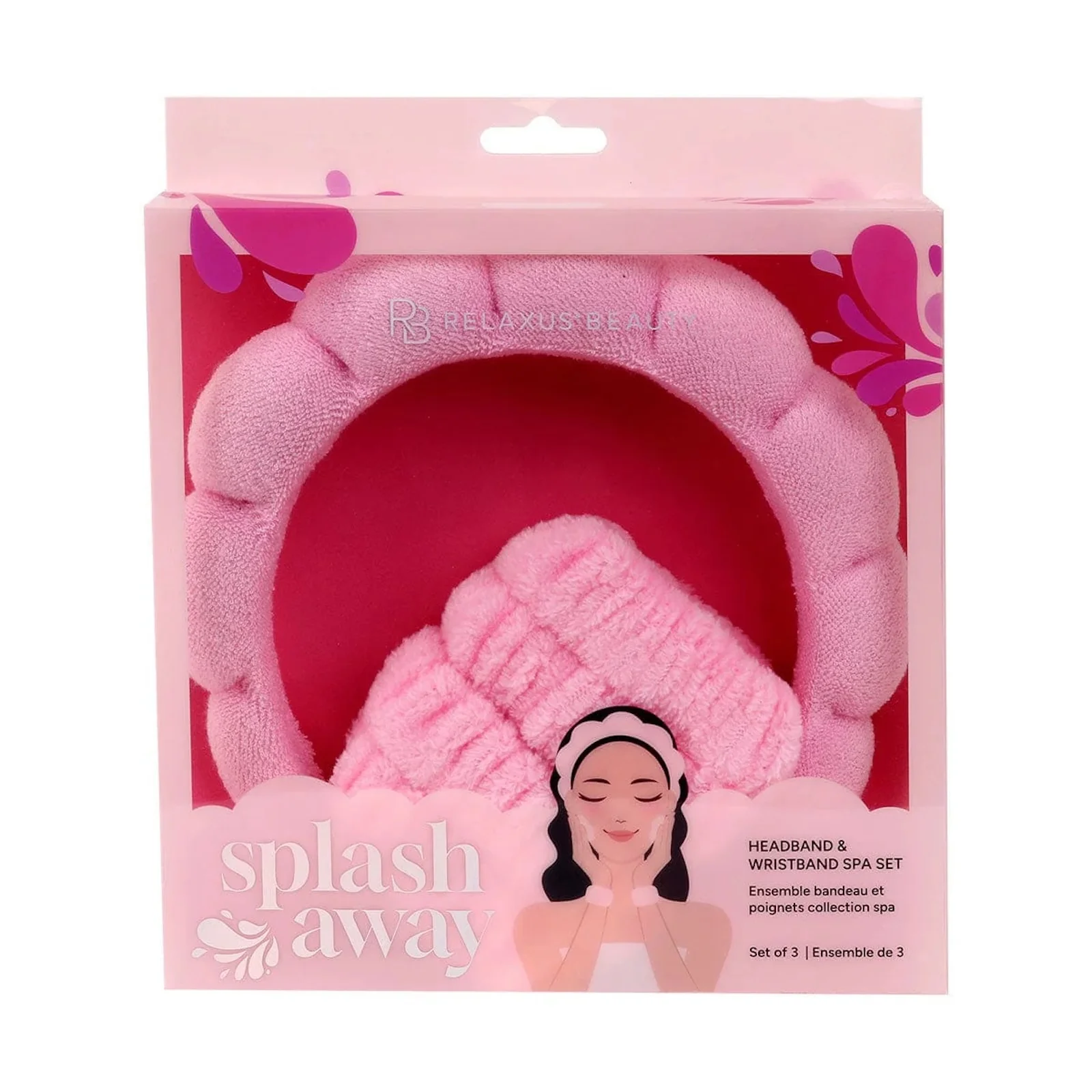 Spa Headband & Wristband Set Pink - Image 2