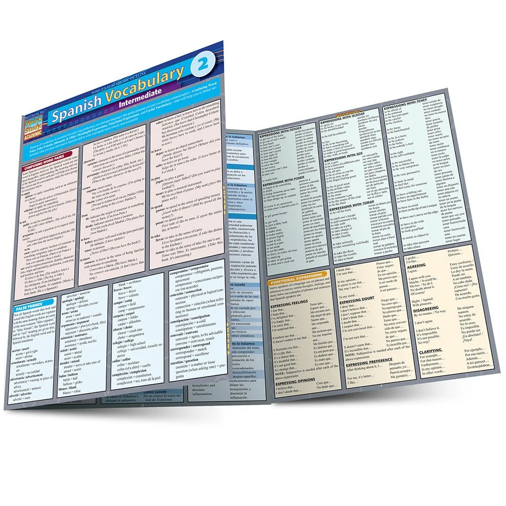 Spanish Vocabulary 2:Intermediate QuickStudy Laminated Reference Guide