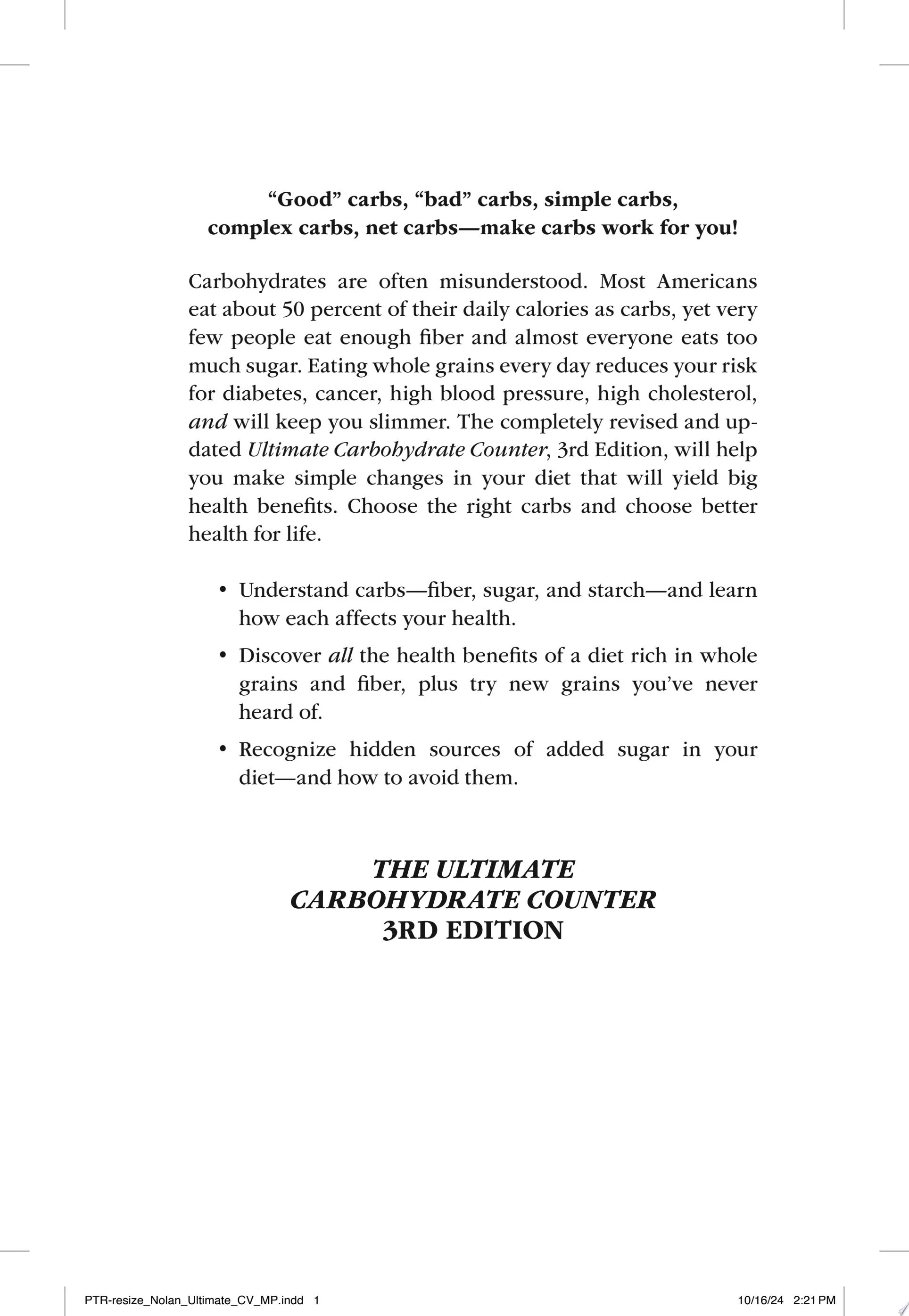The Ultimate Carbohydrate Counter, Third Edition