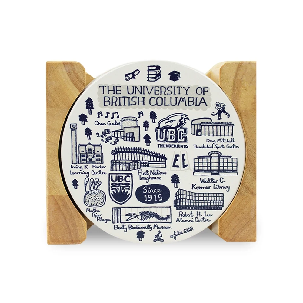 UBC Julia Gash 4pk Coasters W/ Wood Holder