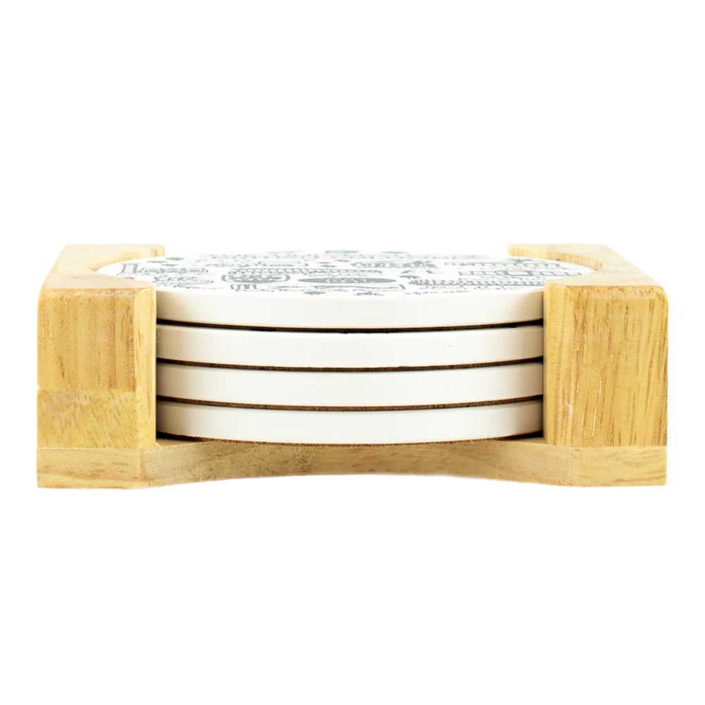 UBC Julia Gash 4pk Coasters W/ Wood Holder - Image 2