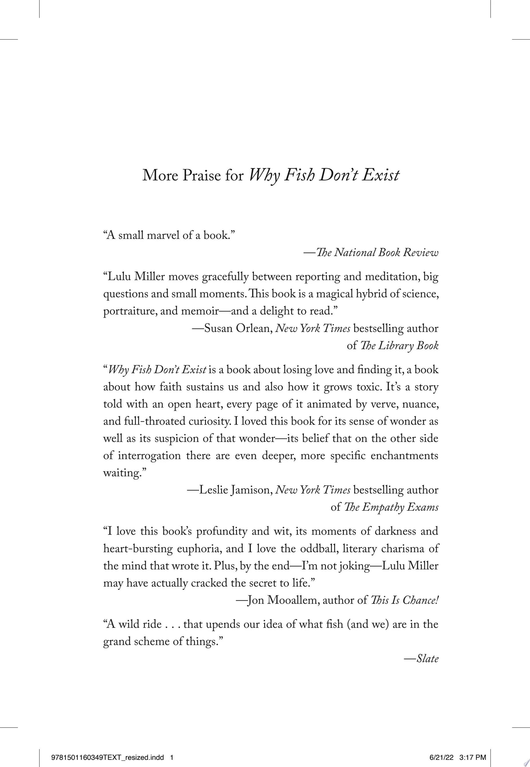 Why Fish Don't Exist A Story of Loss, Love, and the Hidden Order of Life