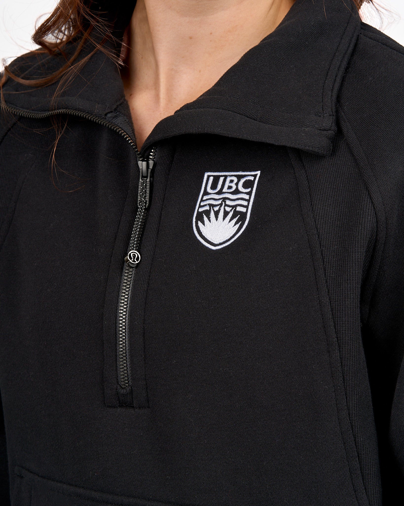 Womens Crested Scuba O/S Funnel Neck Half Long - Black - Image 2