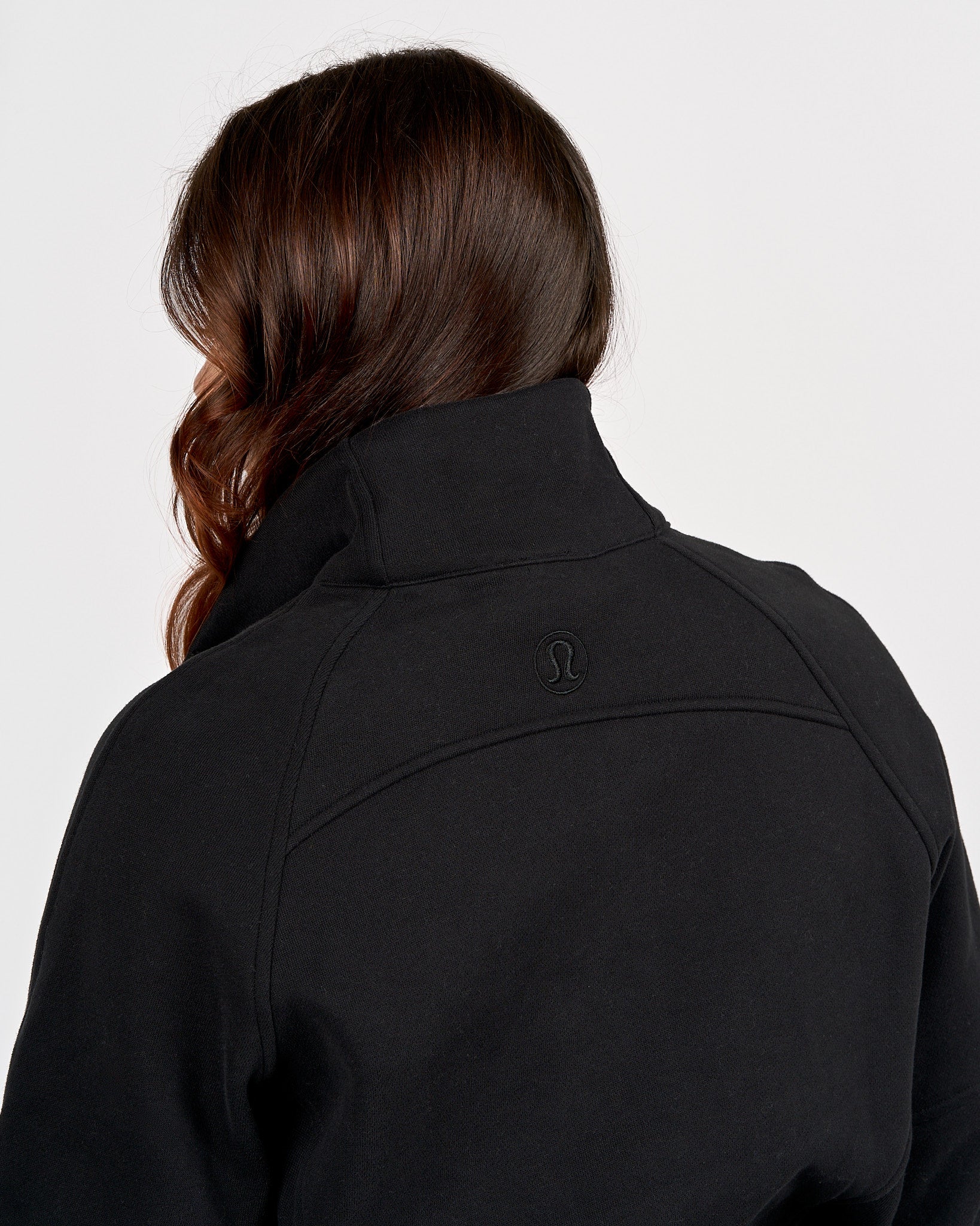 Womens Crested Scuba O/S Funnel Neck Half Long - Black - Image 4
