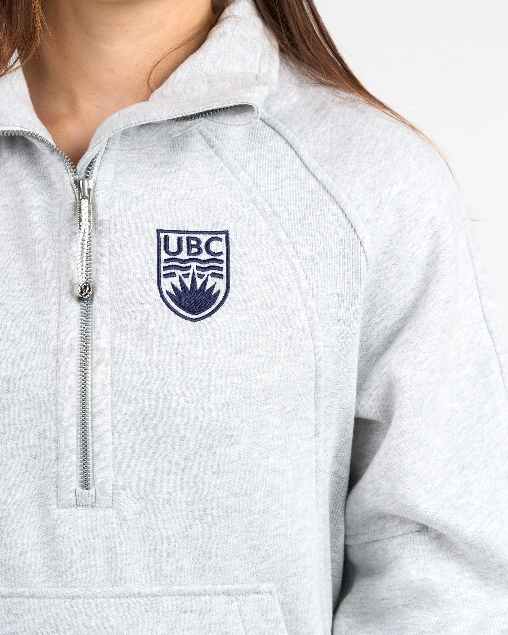 Womens Crested Scuba O/S Funnel Neck Half Long - Grey - Image 2