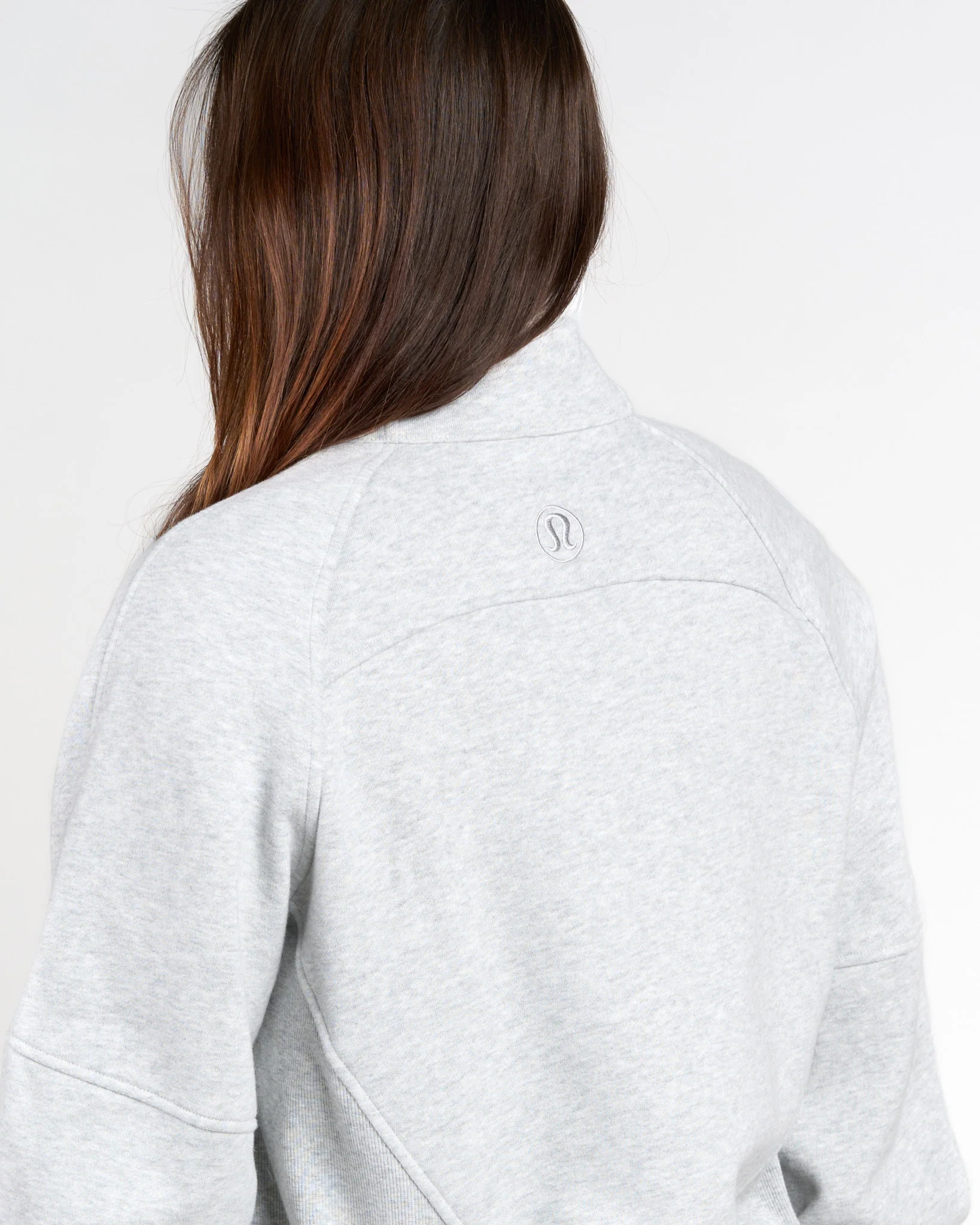 Womens Crested Scuba O/S Funnel Neck Half Long - Grey - Image 3