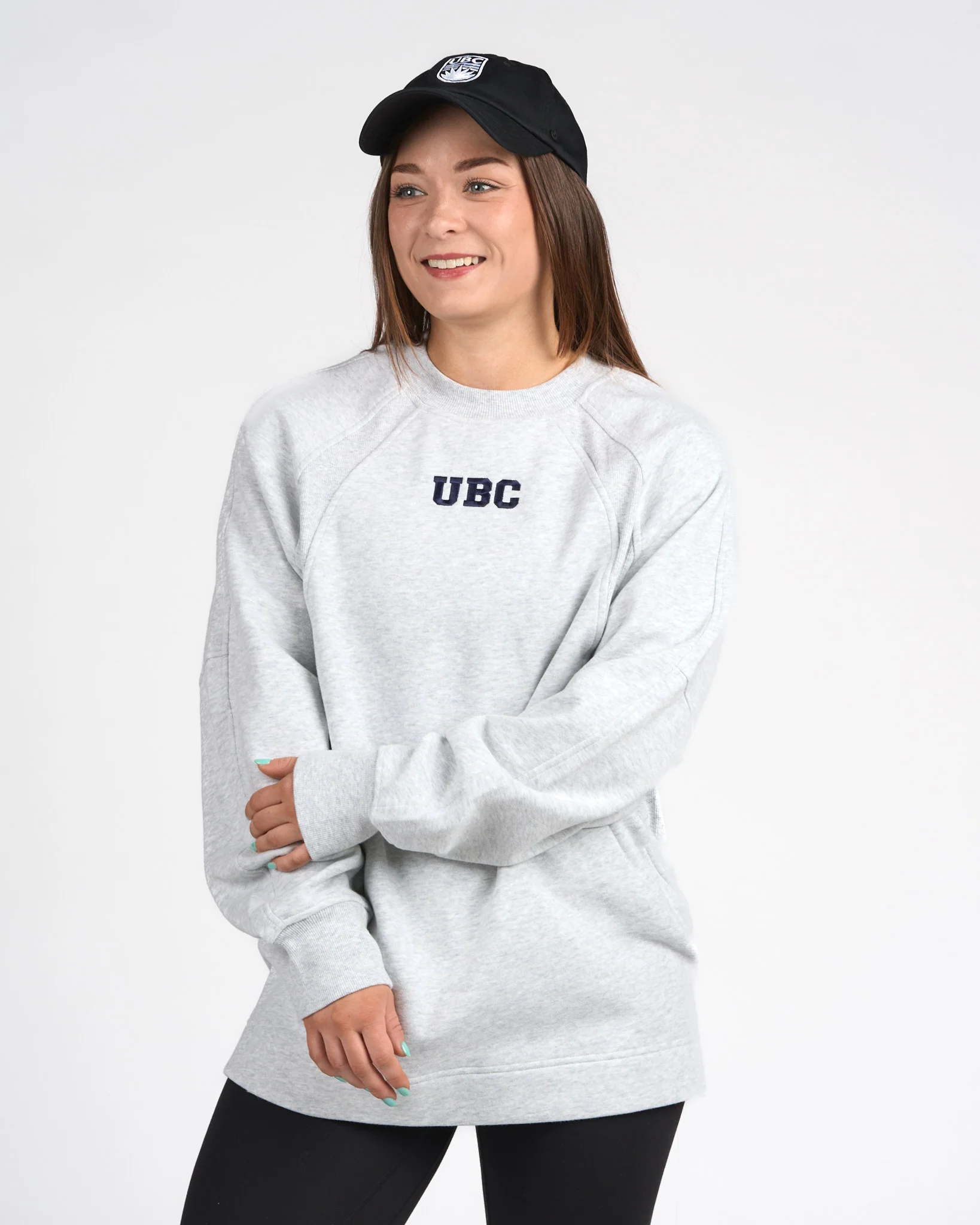 Womens UBC Scuba Oversized Crewneck - Heathered Light Grey
