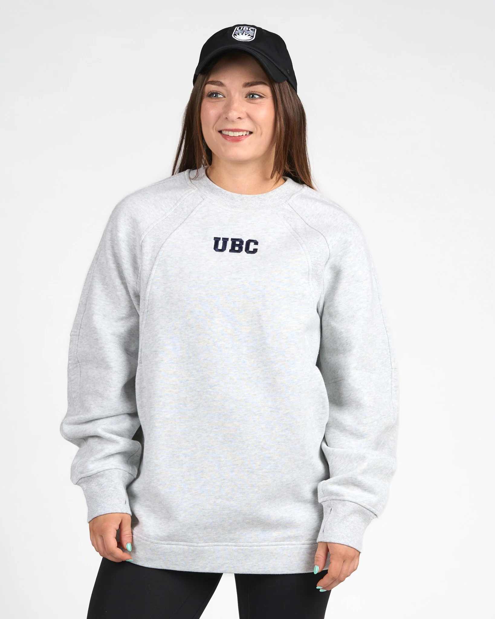 Womens UBC Scuba Oversized Crewneck - Heathered Light Grey - Image 2