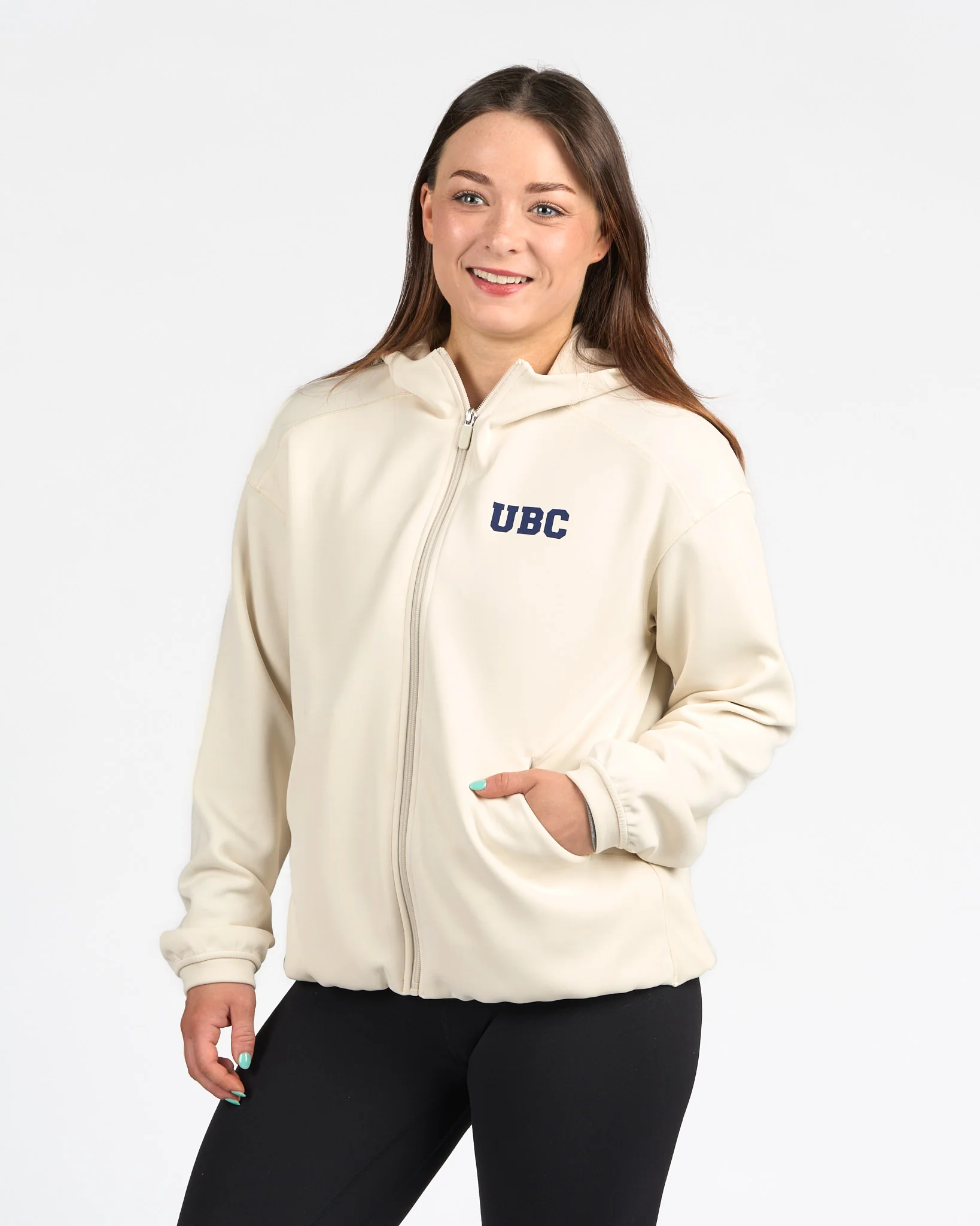 Womens UBC Softstreme Full Zip Long Hoodie - Light Ivory