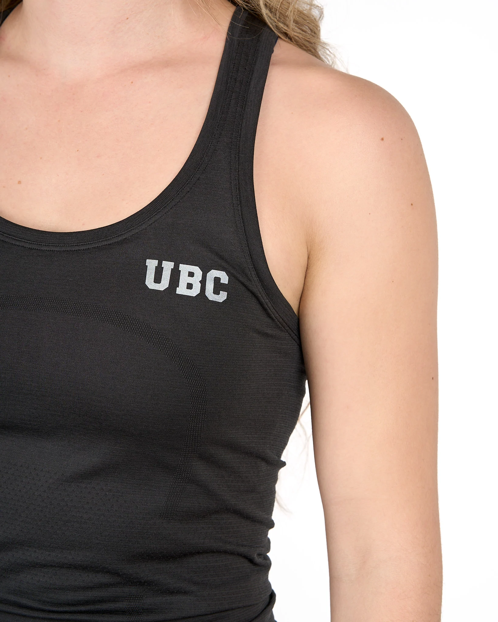 Womens UBC Swiftly Tech Racerback Tank 2.0 - Black - Image 2