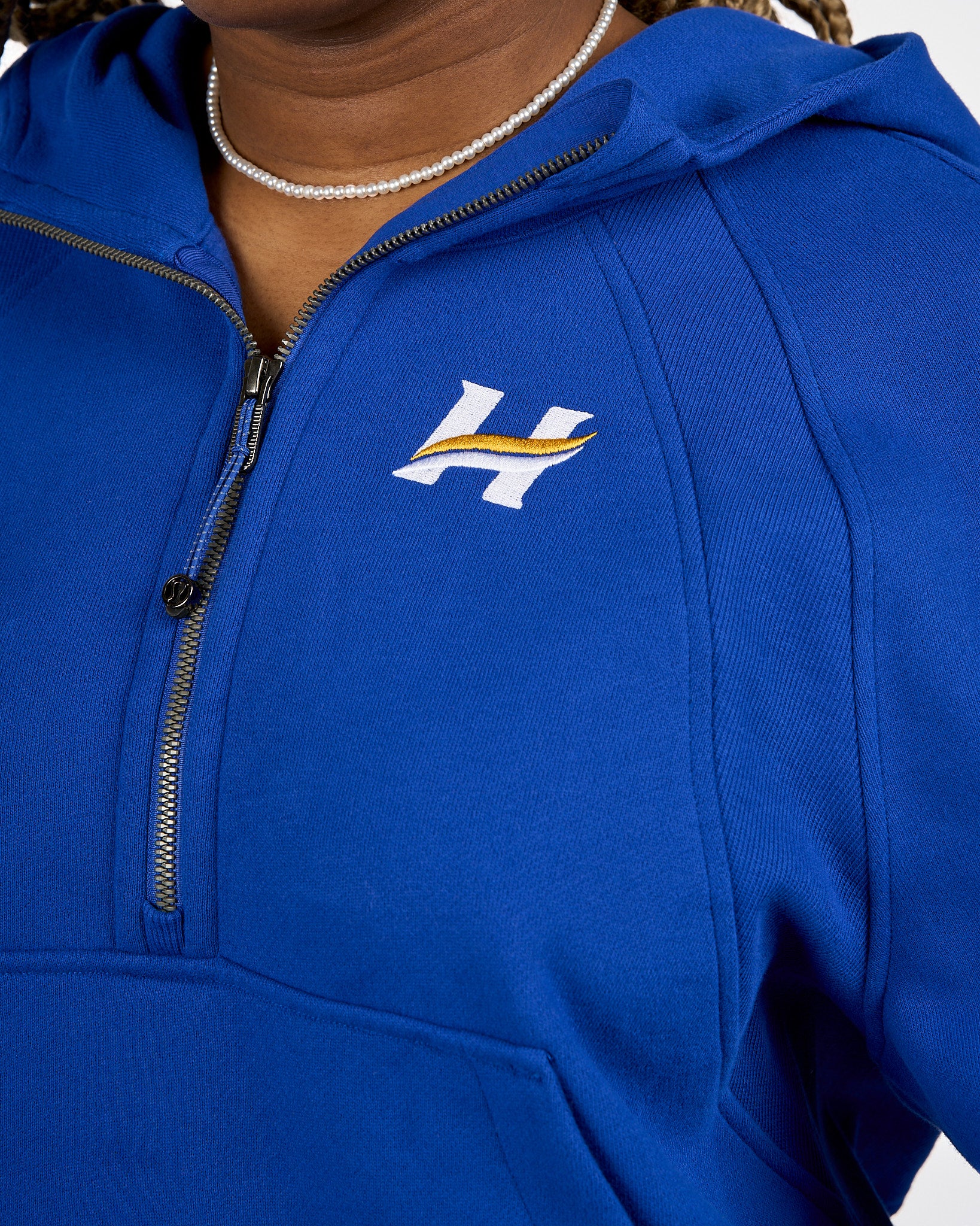 Womens UBCO Heat Scuba Oversized Half Zip Hoodie - Blue - Image 2