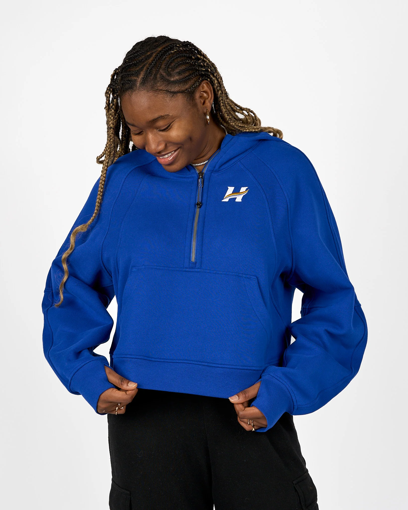 Womens UBCO Heat Scuba Oversized Half Zip Hoodie - Blue - Image 3