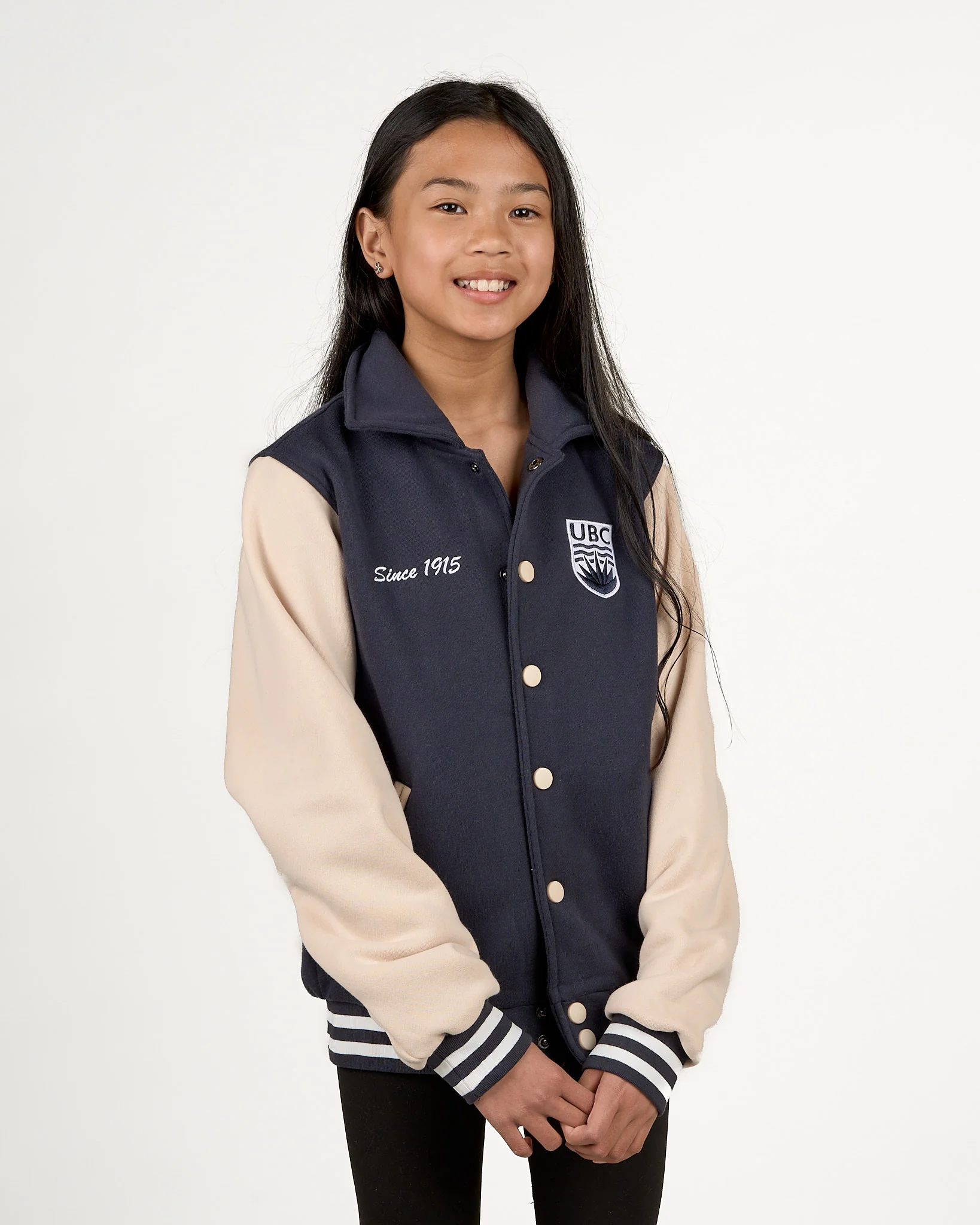 Youth Crest Letterman Jacket - Navy