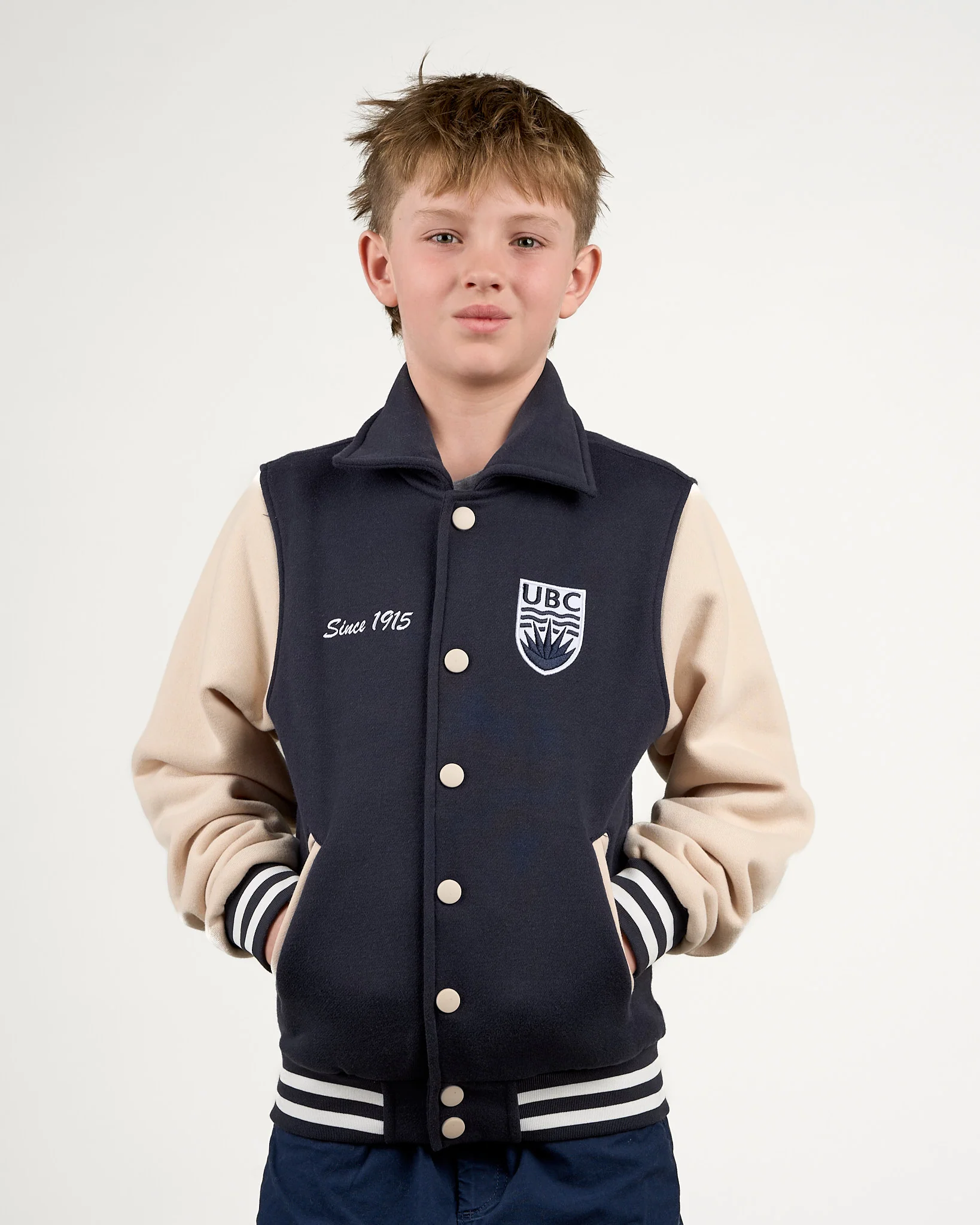 Youth Crest Letterman Jacket - Navy - Image 2