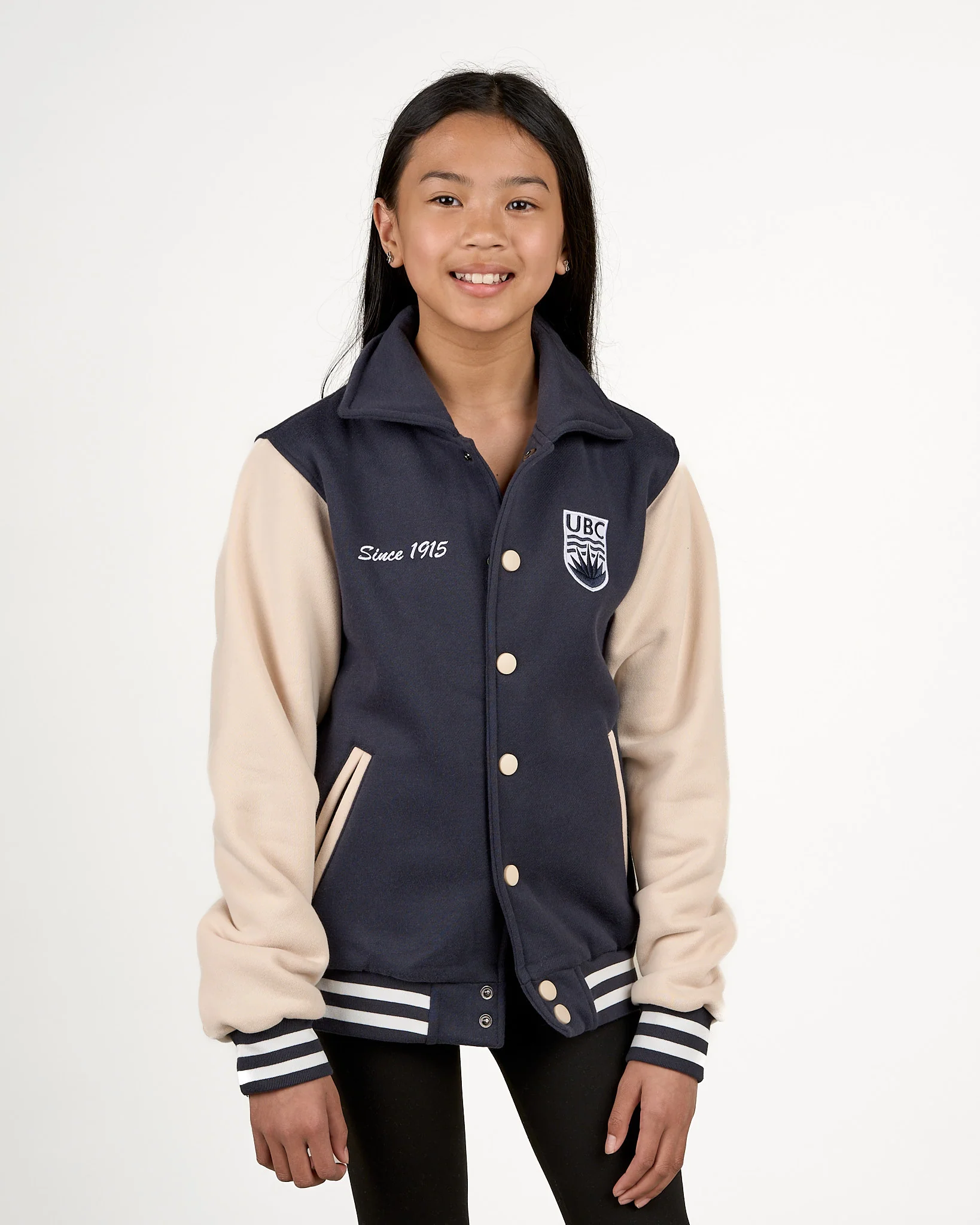 Youth Crest Letterman Jacket - Navy - Image 3