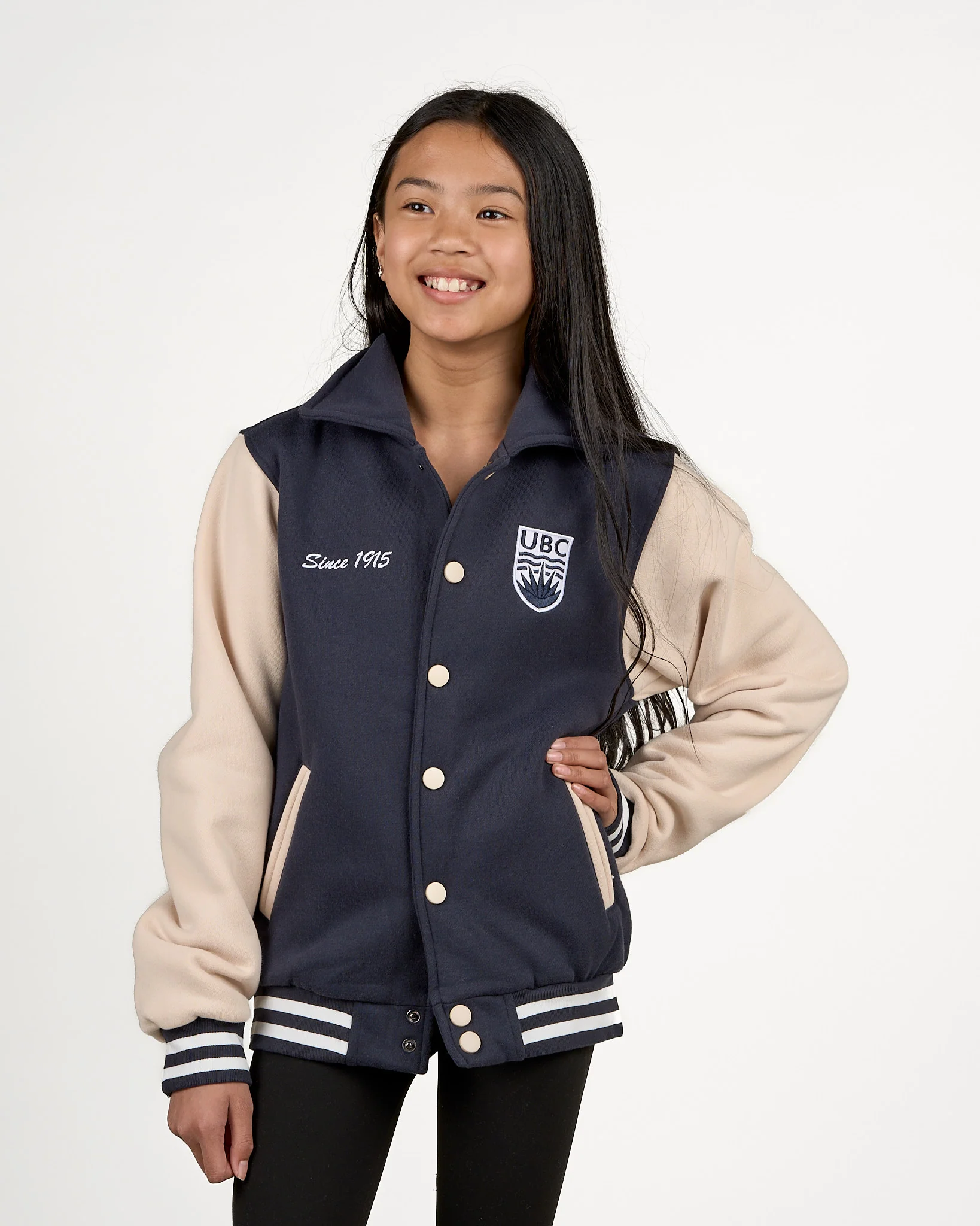 Youth Crest Letterman Jacket - Navy - Image 4