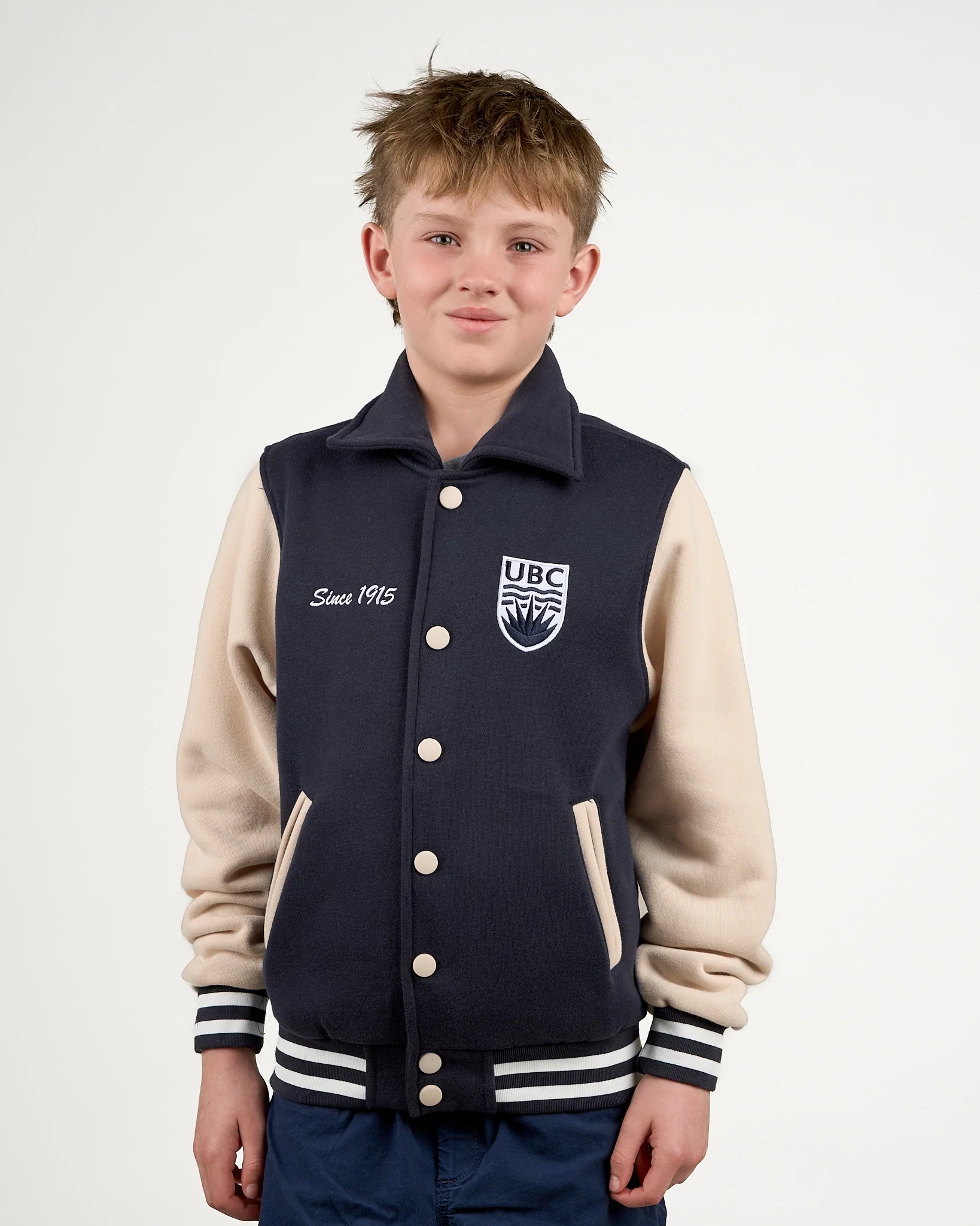 Youth Crest Letterman Jacket - Navy - Image 5