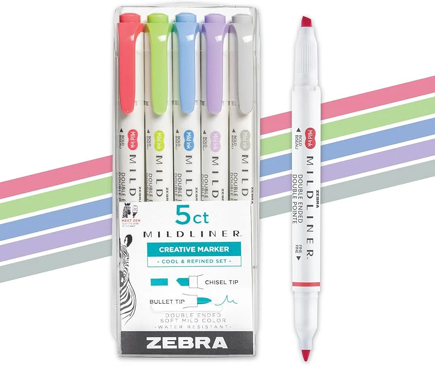 Zebra Mildliner Highlighter 5-pack - Cool & Refined